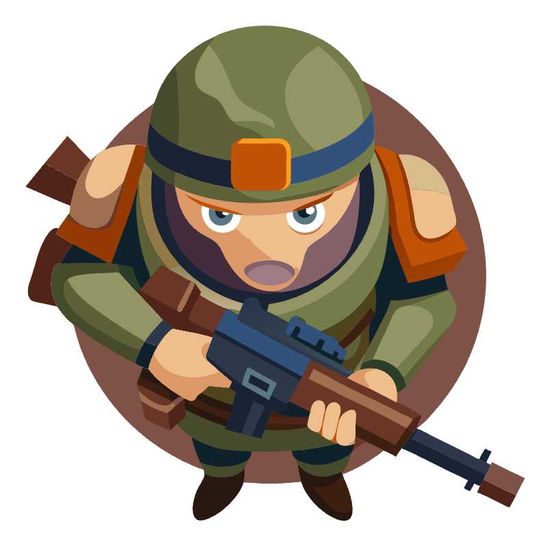 Top-Down Military Trooper Vector Icon Perfect for Game Design