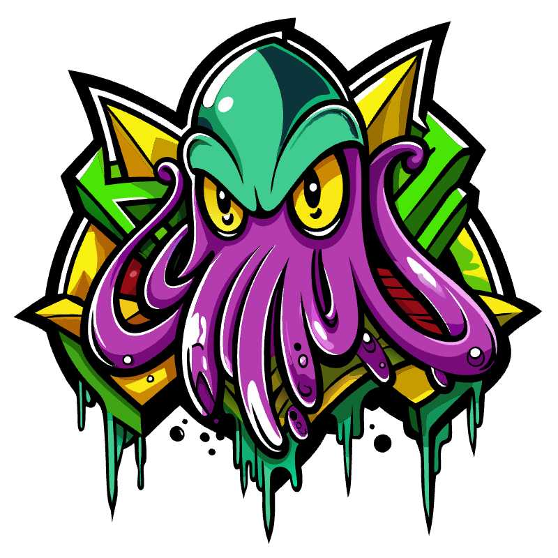 Urban Ocean Vibes Unleash Your Creativity with Edgy Squid Vector Art for Download and Editing