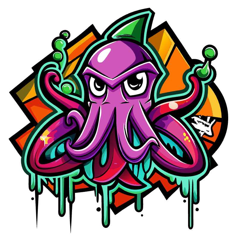 Urban Sea Creature Magic: Download and Customize Your Graffiti Squid Vector Graphic