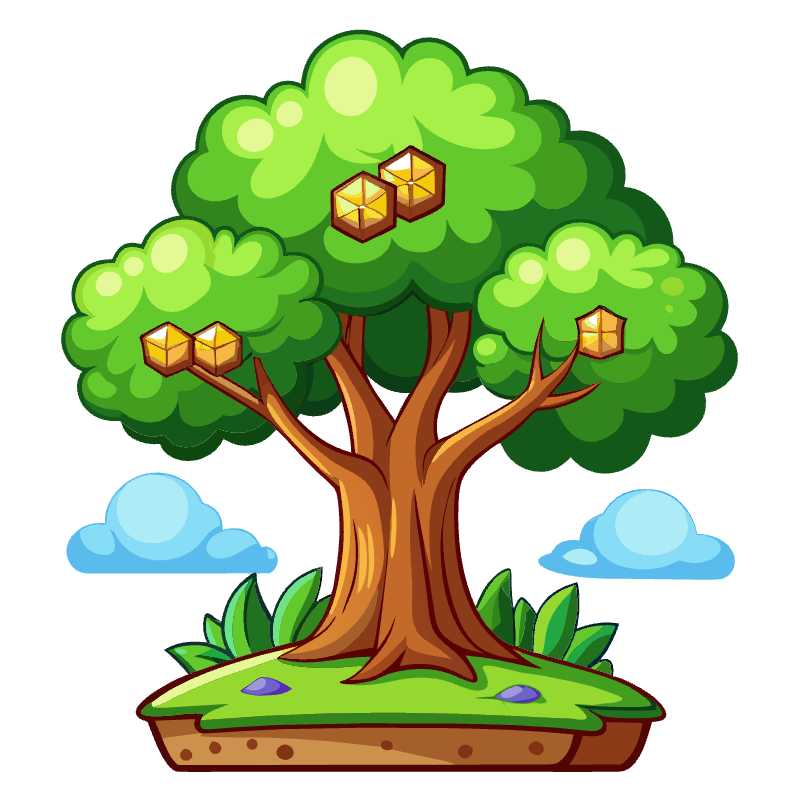 Vibrant 2D Cartoon Tree Vector for Game Designers