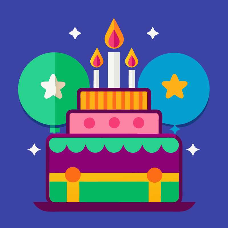 Vibrant Birthday Cake Vector Icon Perfect for Party Invitations and Greetings