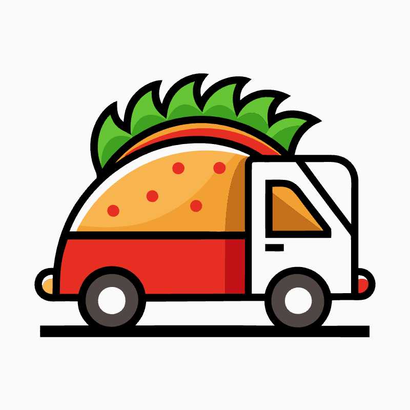 Vibrant Taco Truck Vector Icon Perfect for Food Delivery and Truck Graphics