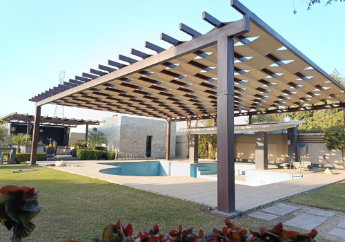 Fixed Pergola Structure With Acrylic Fabric