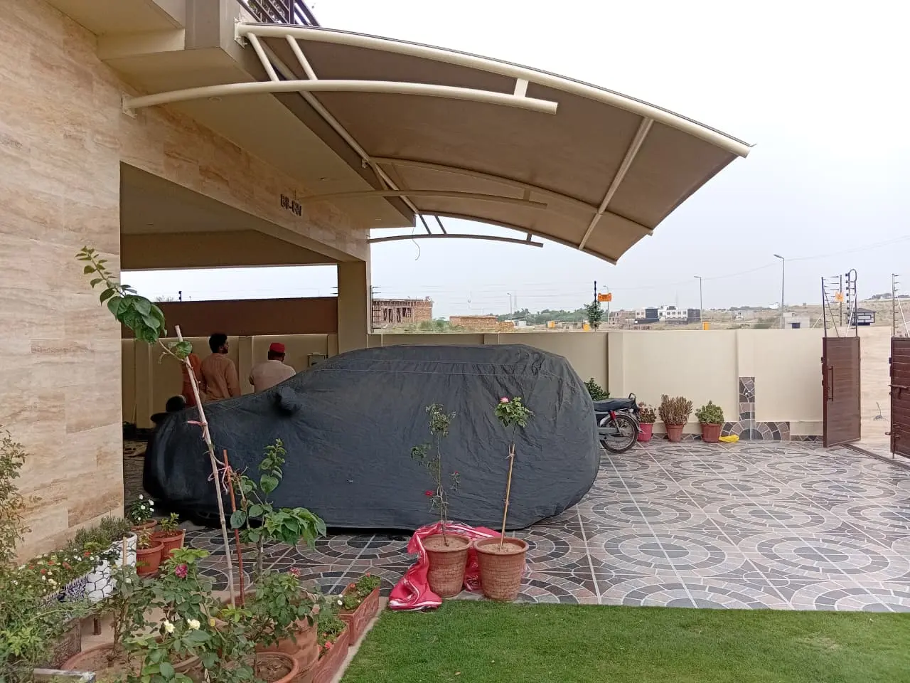 Car Porch Shade DHA Phase 3 Islamabad - Tensile Shade Image 2
