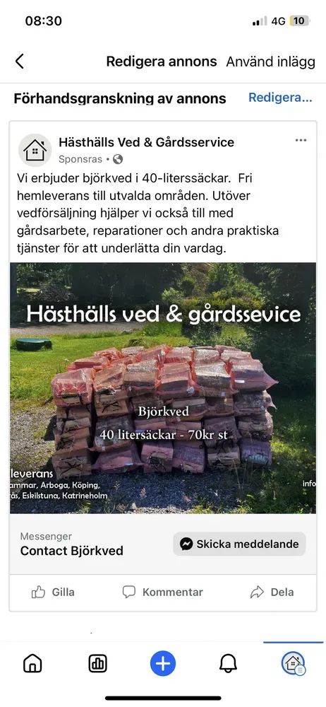 Björkved till salu i Örebro