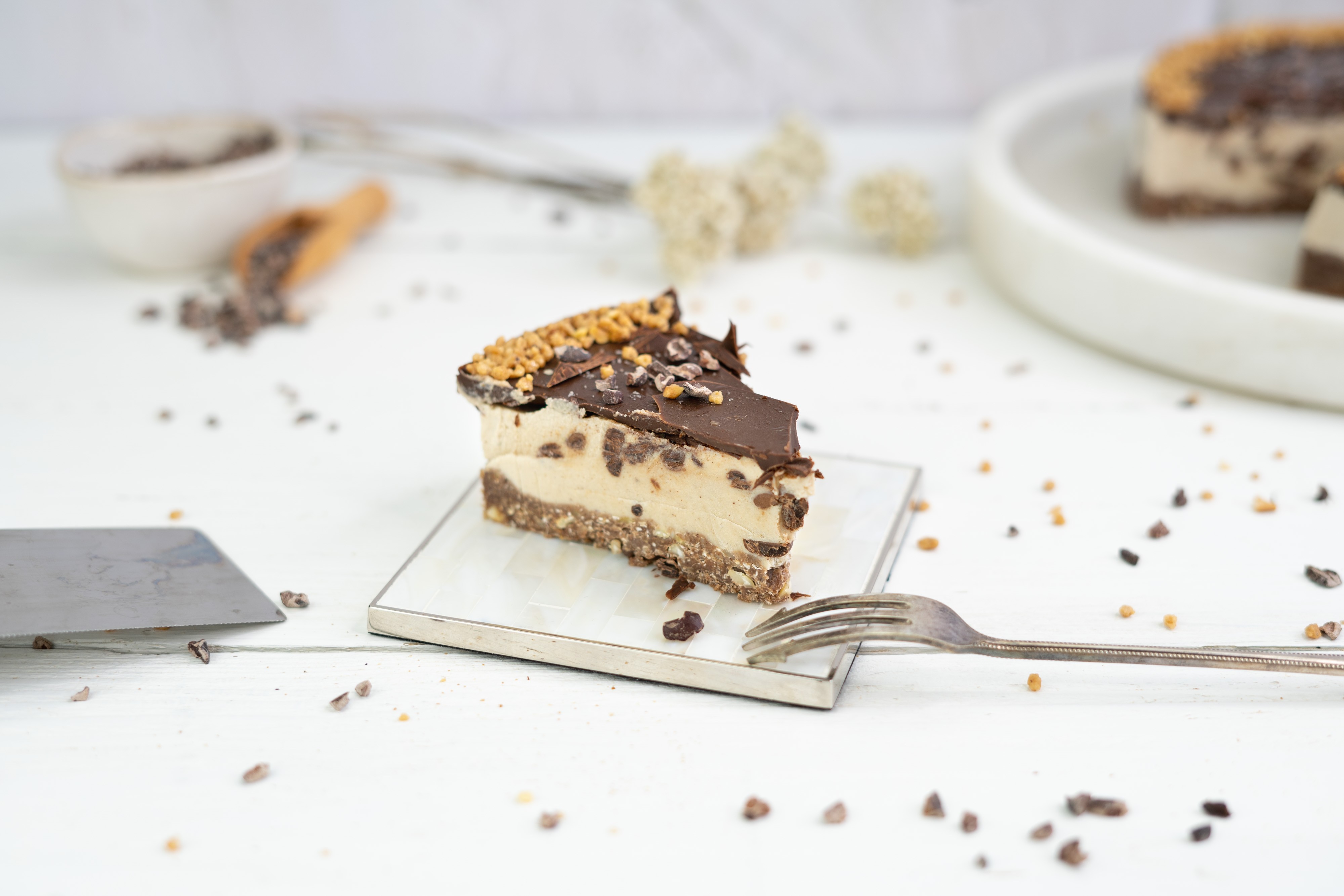 Rezept Serviervorschlag Rohe Cookie Dough Cheesecake Torte