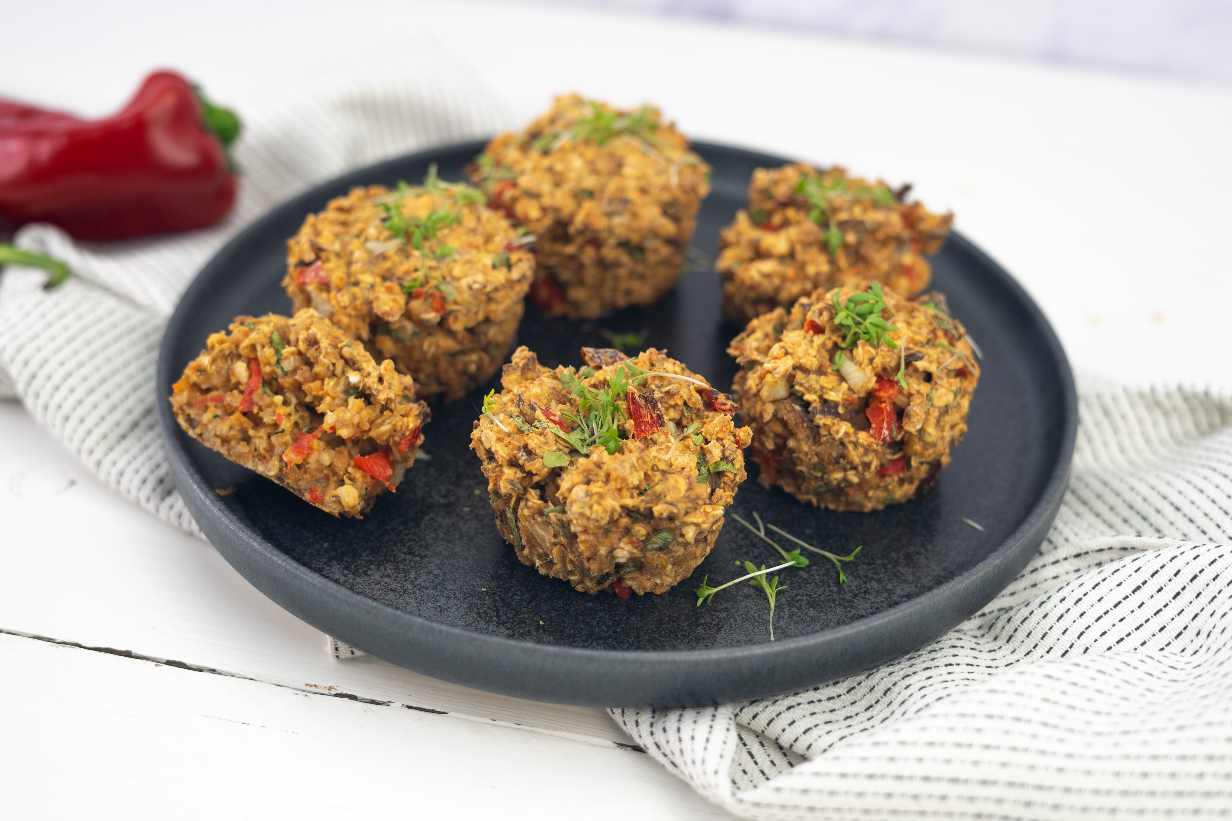 Rezept Serviervorschlag Gemüse Haferflocken Muffins