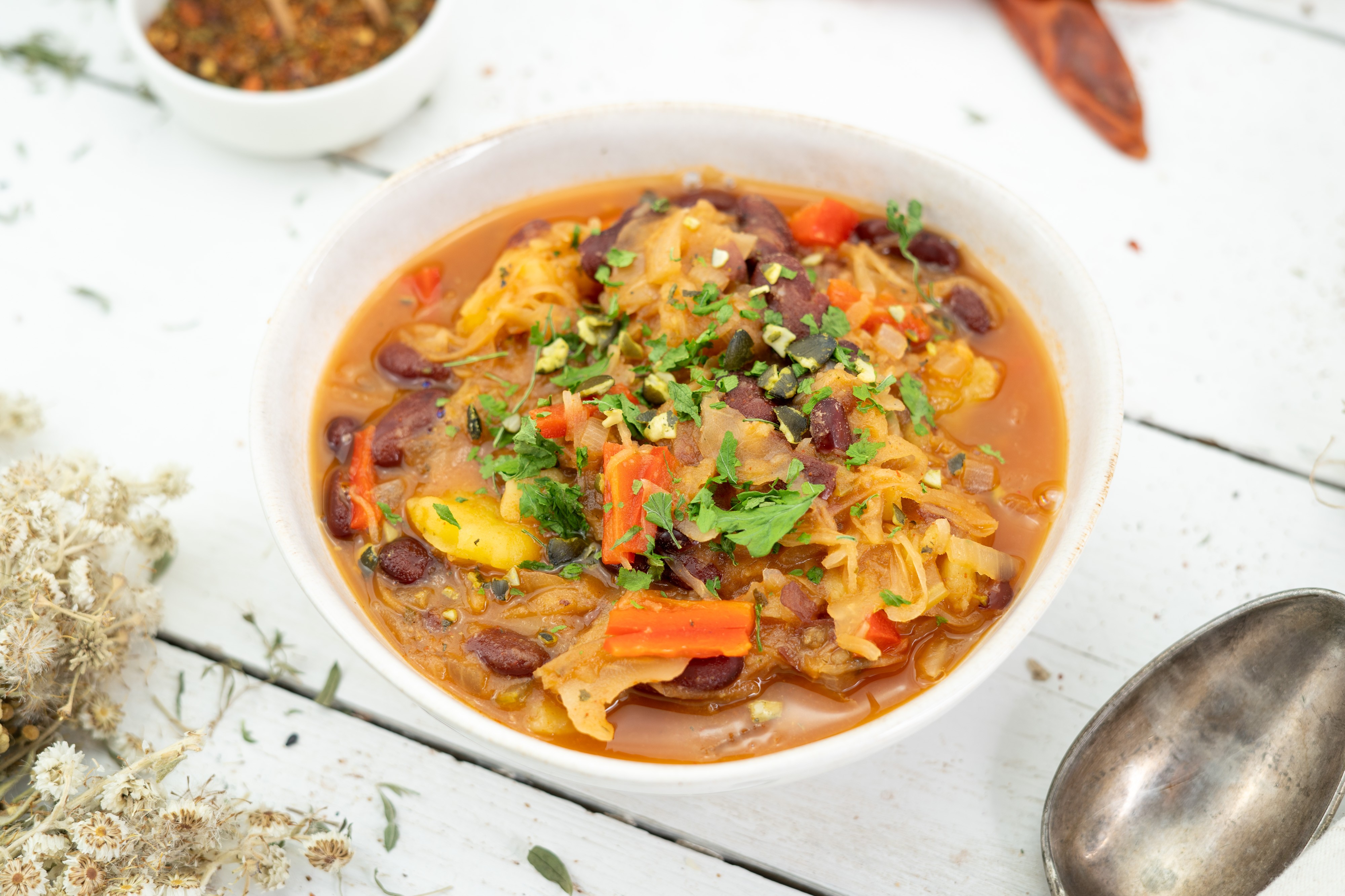 Rezept Serviervorschlag Sauerkraut Bohnen Eintopf