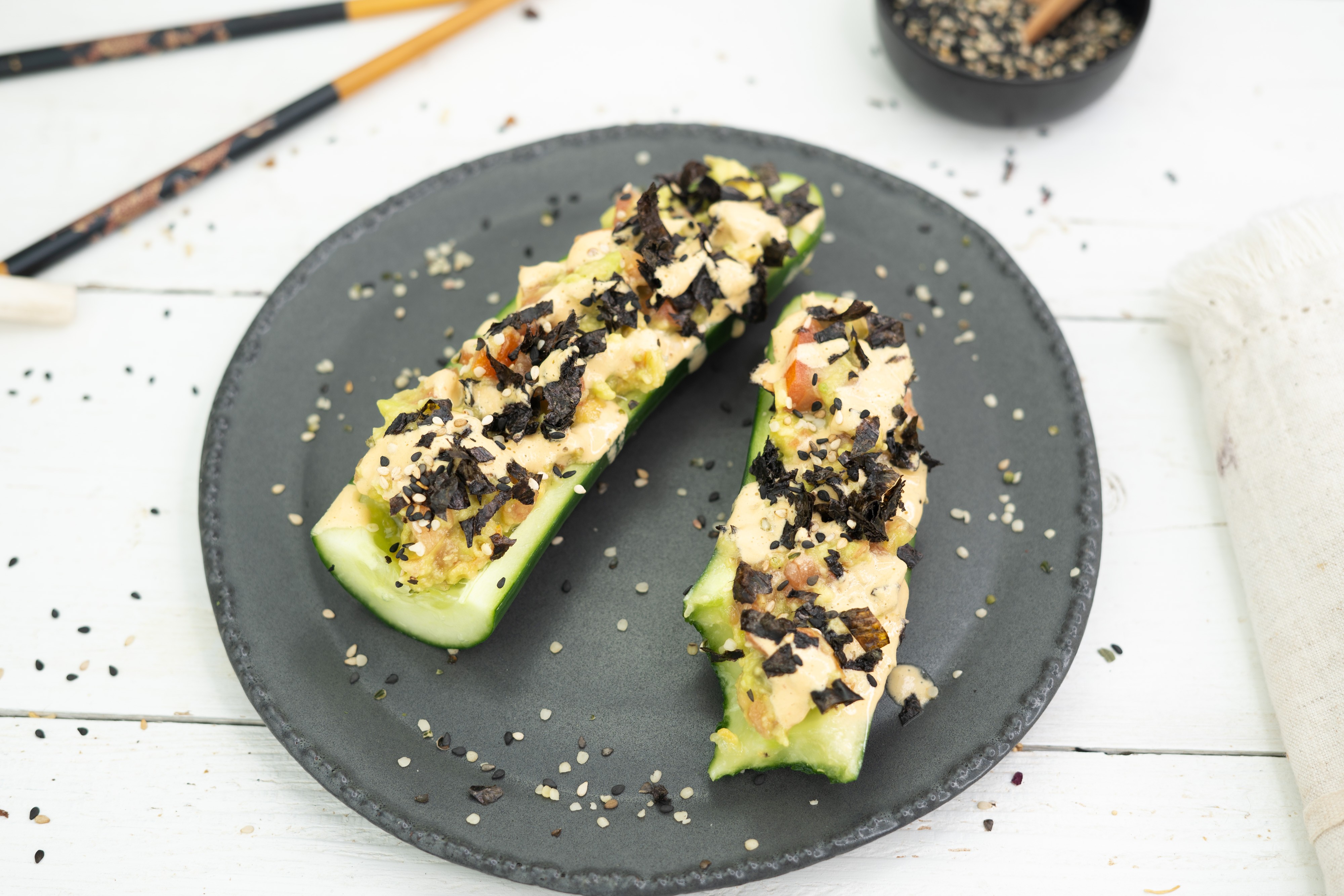 Rezept Serviervorschlag Sushi Gurken Snack