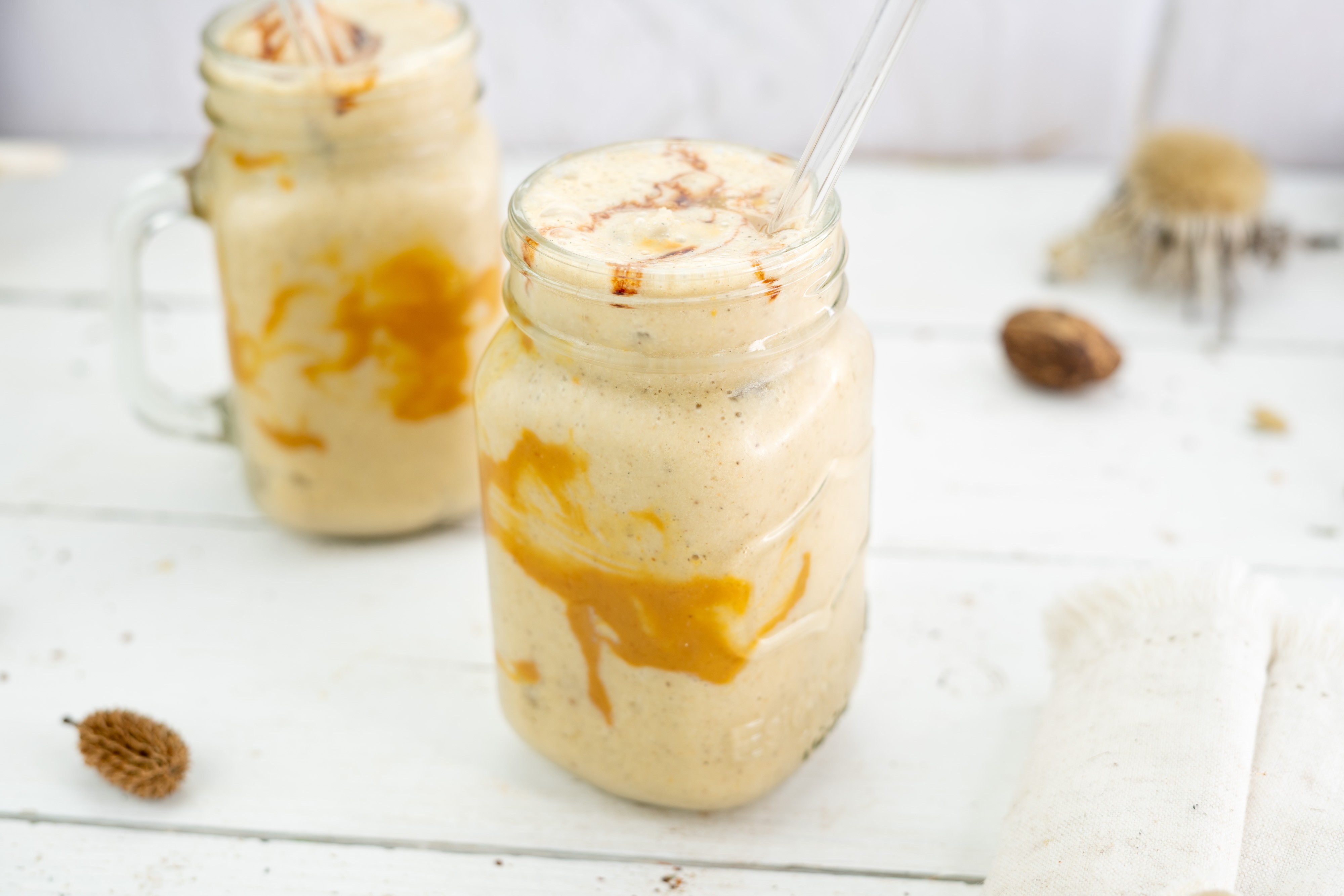 Rezept Serviervorschlag Cremiger Bananen Erdnussmus Smoothie