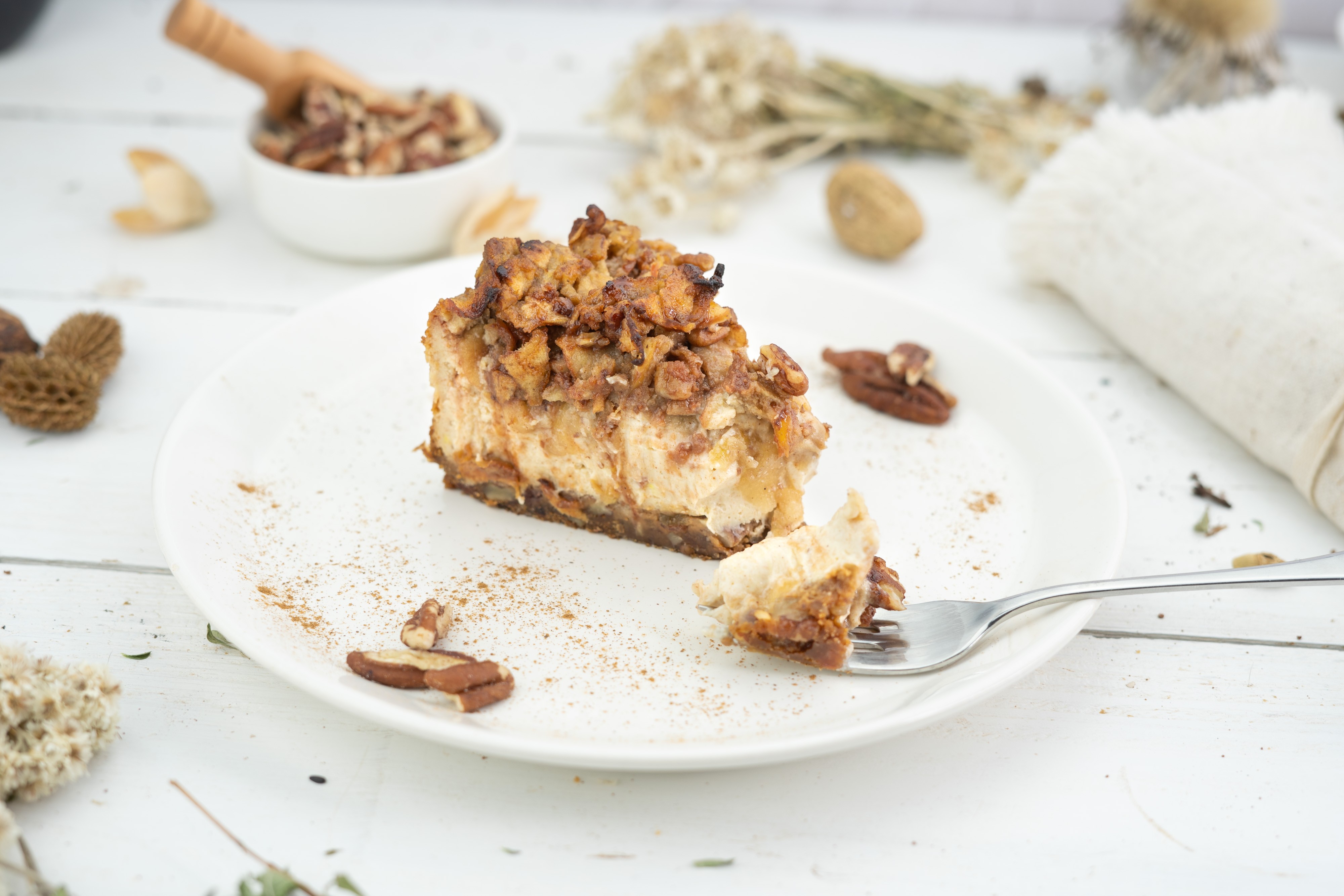 Rezept Serviervorschlag Pekan Apfel Cheesecake