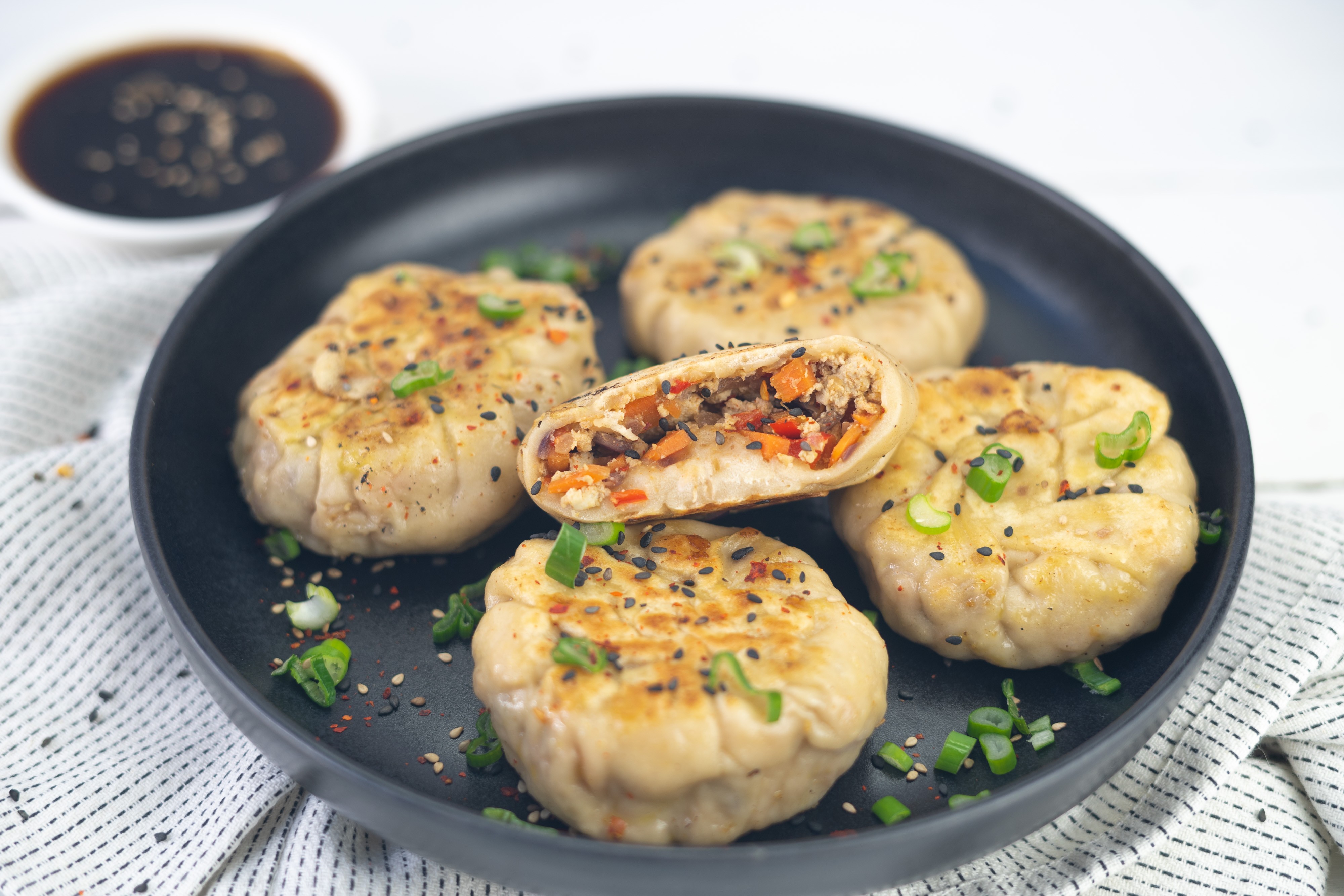 Rezept Serviervorschlag Baozi Teigtaschen mit Gemüse und Tofu