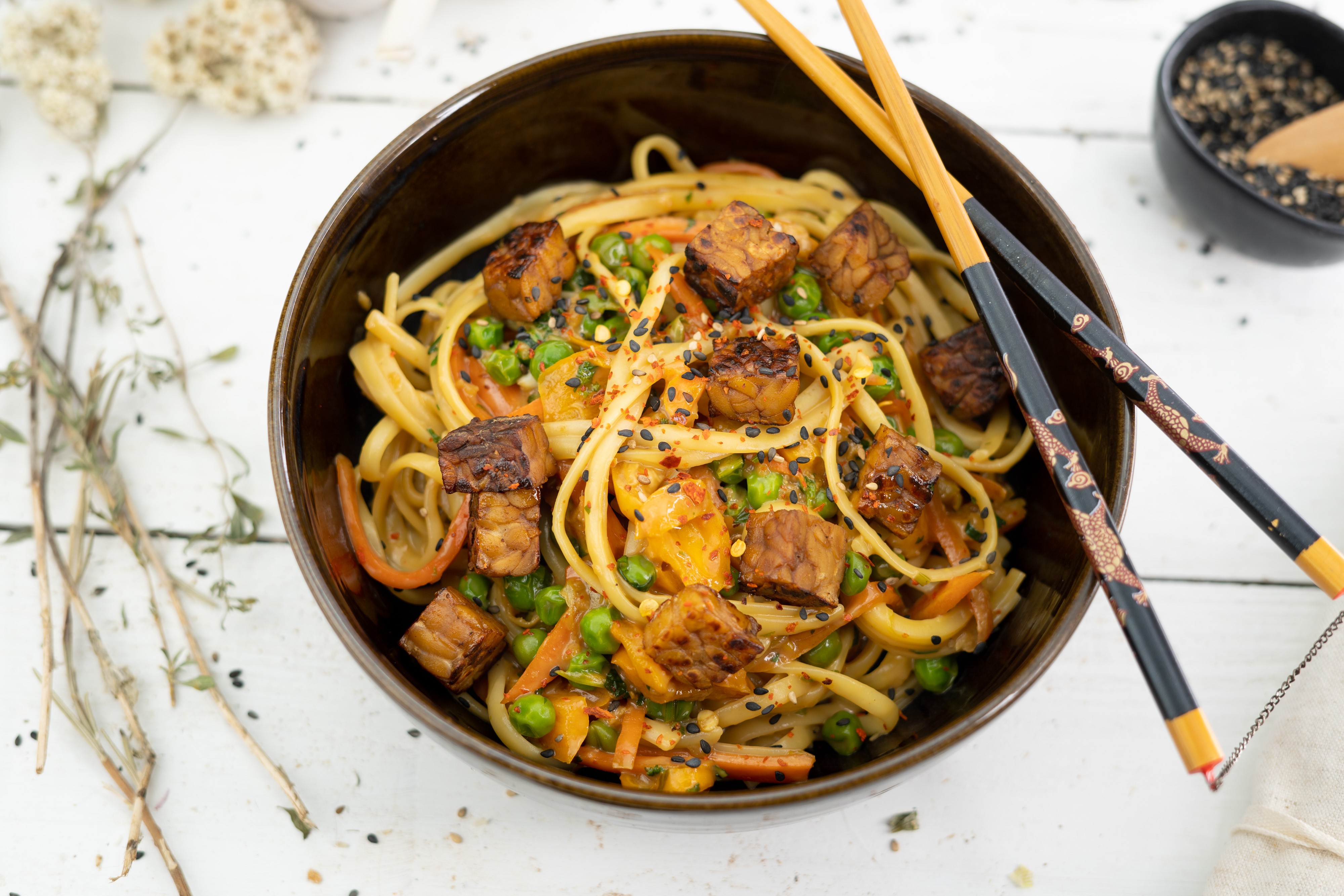 Rezept Serviervorschlag Schnelle Knoblauch Nudeln mit Gemüse