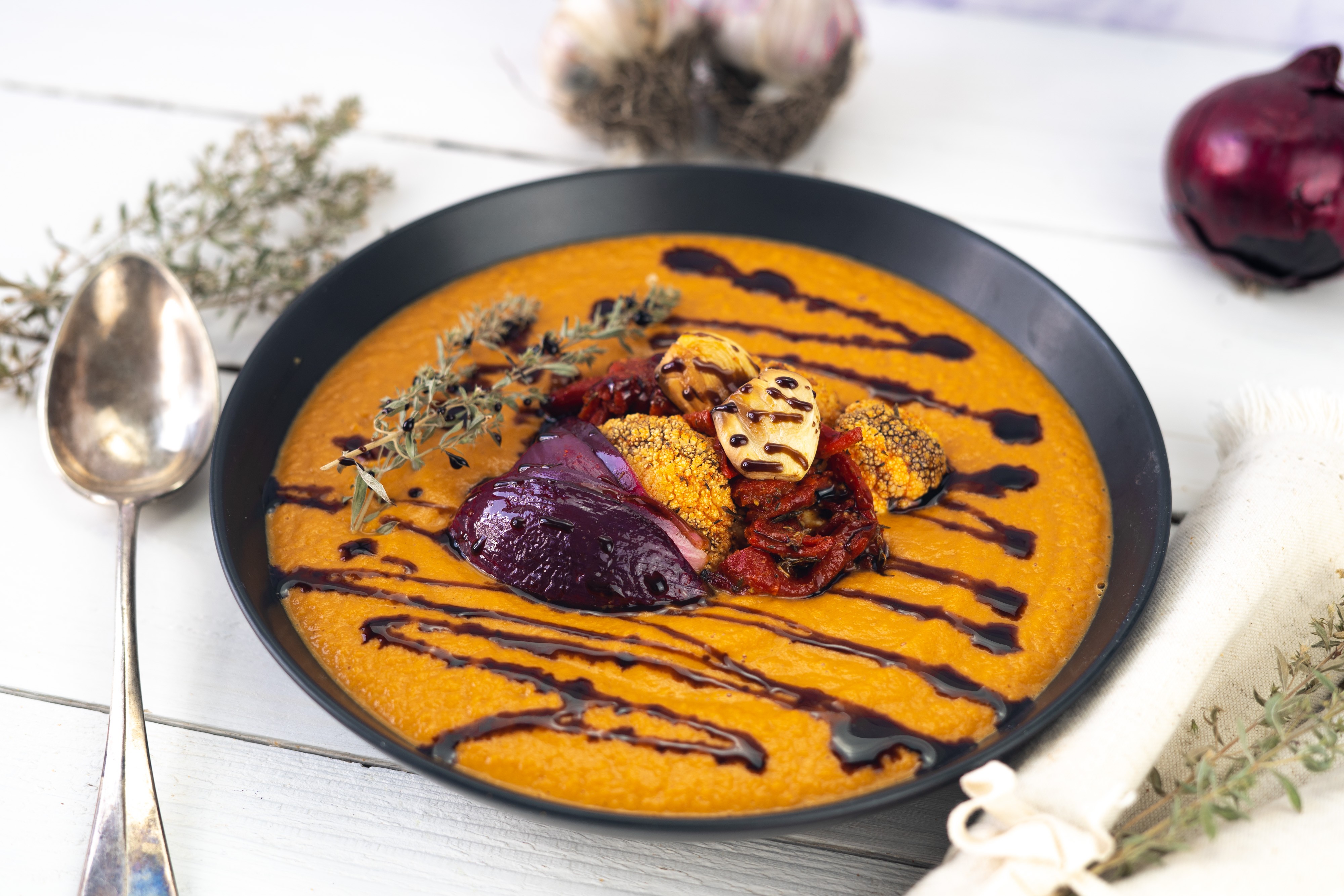 Rezept Serviervorschlag Ofen Blumenkohl Suppe