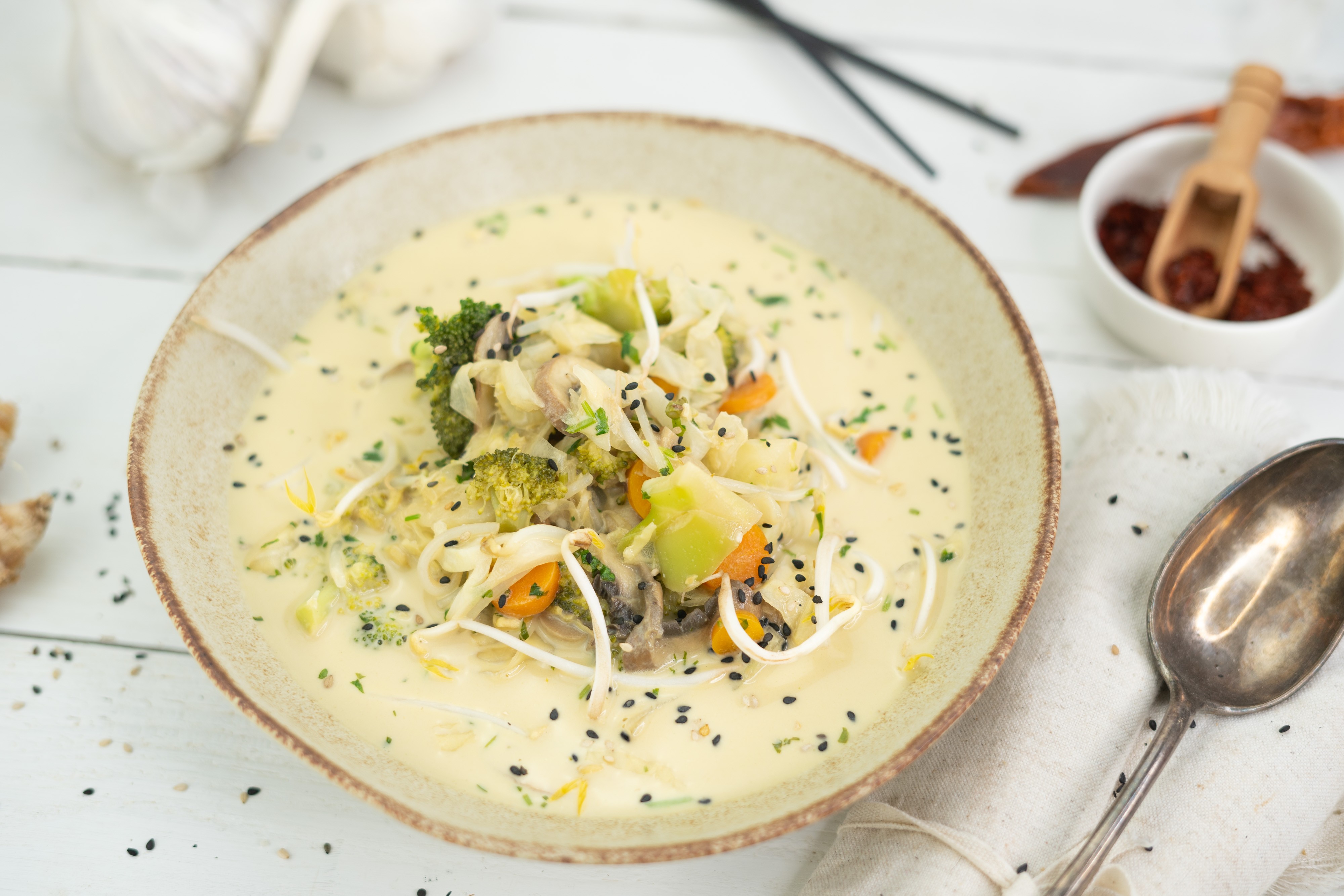 Rezept Serviervorschlag Thai Kokos Suppe