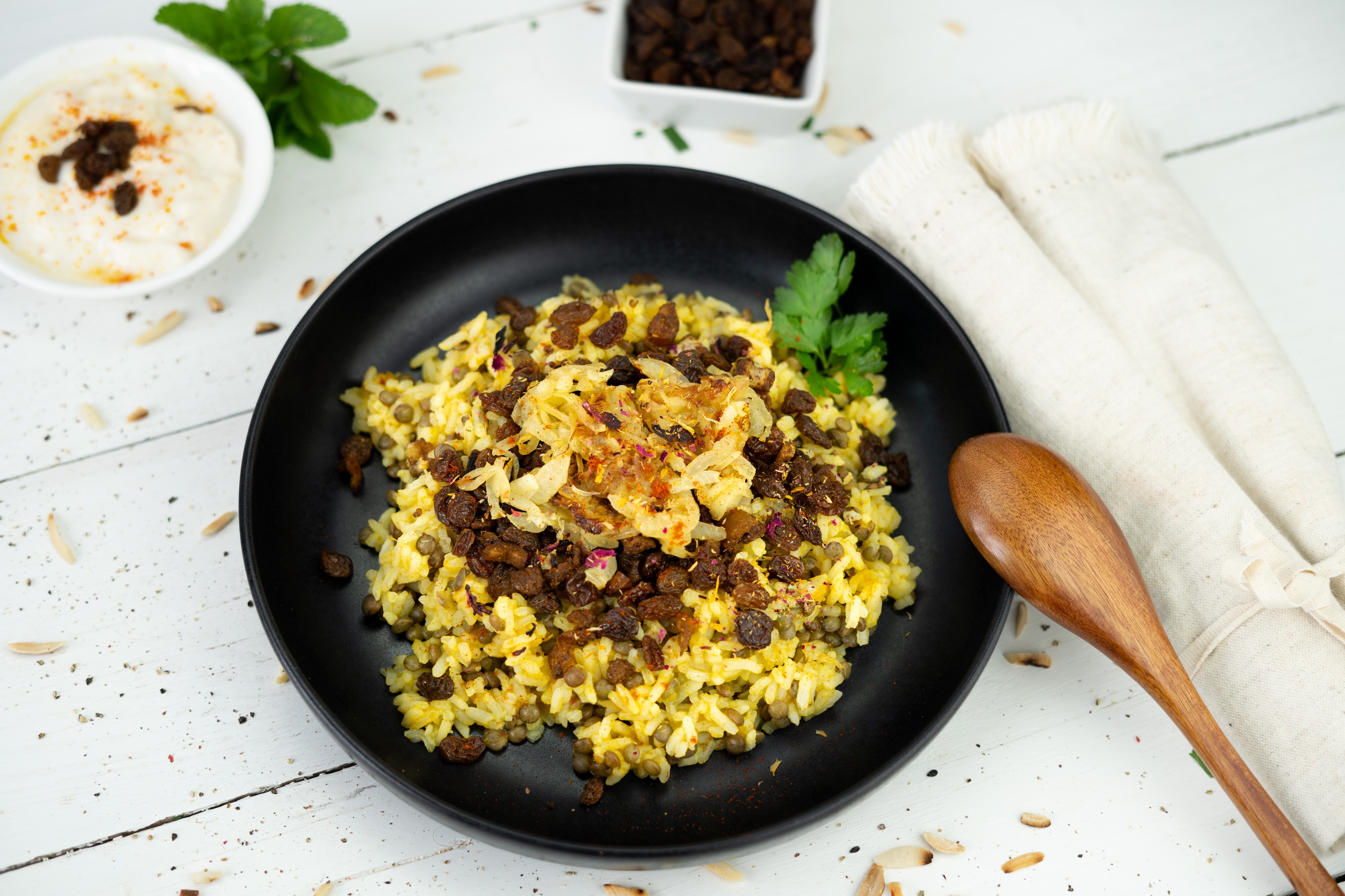 Rezept Serviervorschlag Adas Polo - Persischer Linsen Reis mit Rosinen