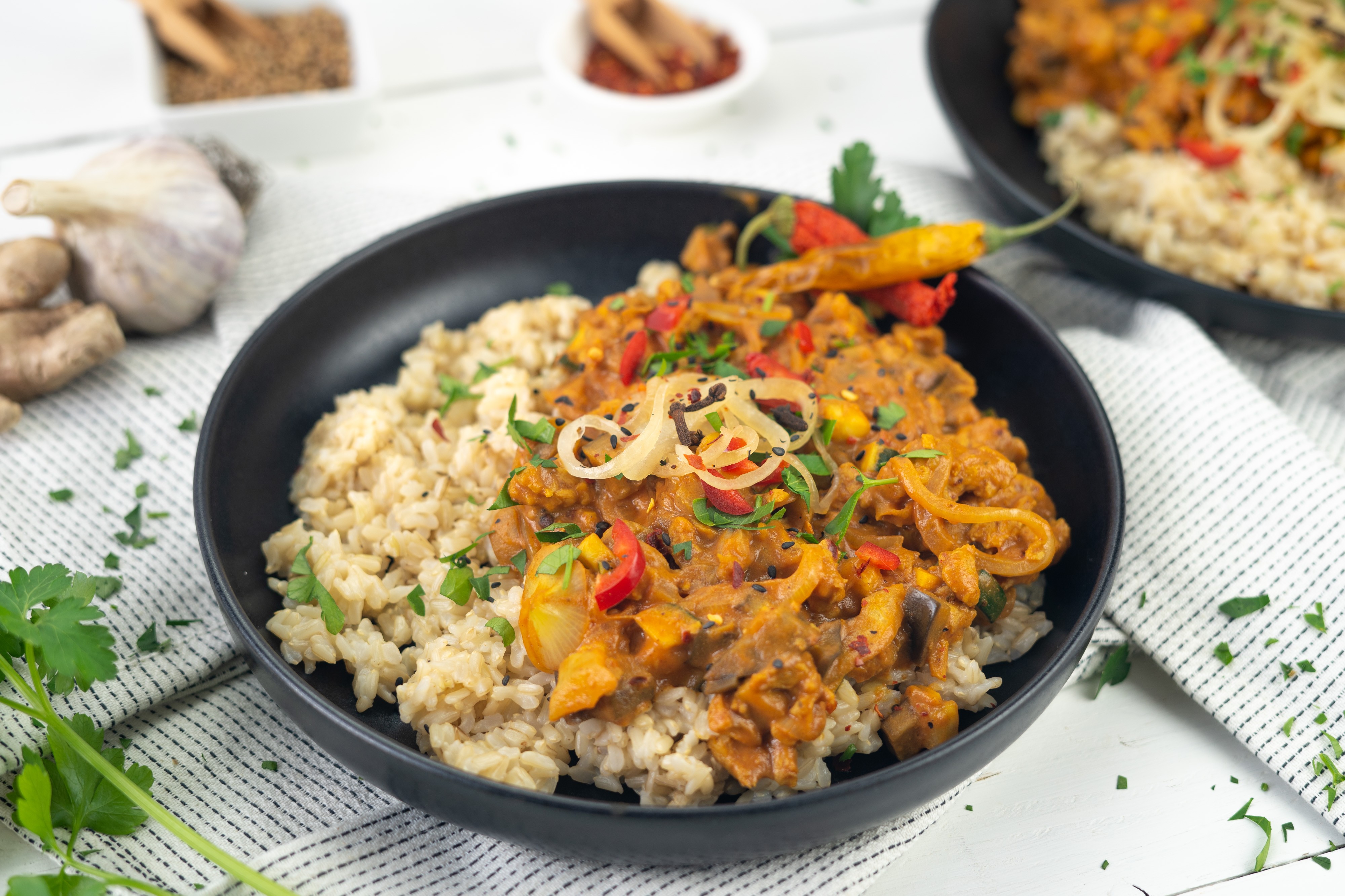 Rezept Serviervorschlag Indisches Madras Curry mit Erbsenproteinschnetzel