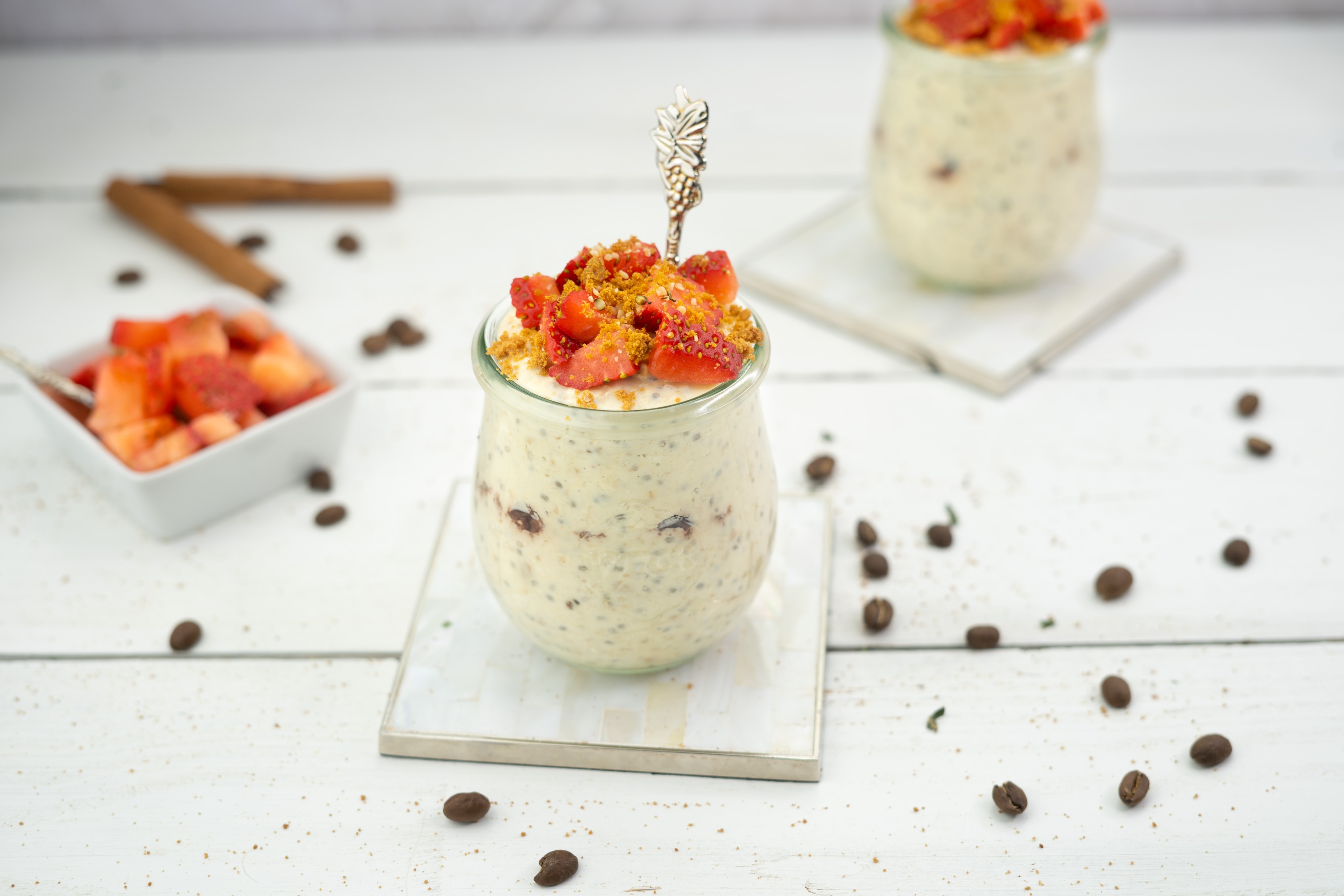 Rezept Serviervorschlag Erdbeer Cheesecake Overnight Oats