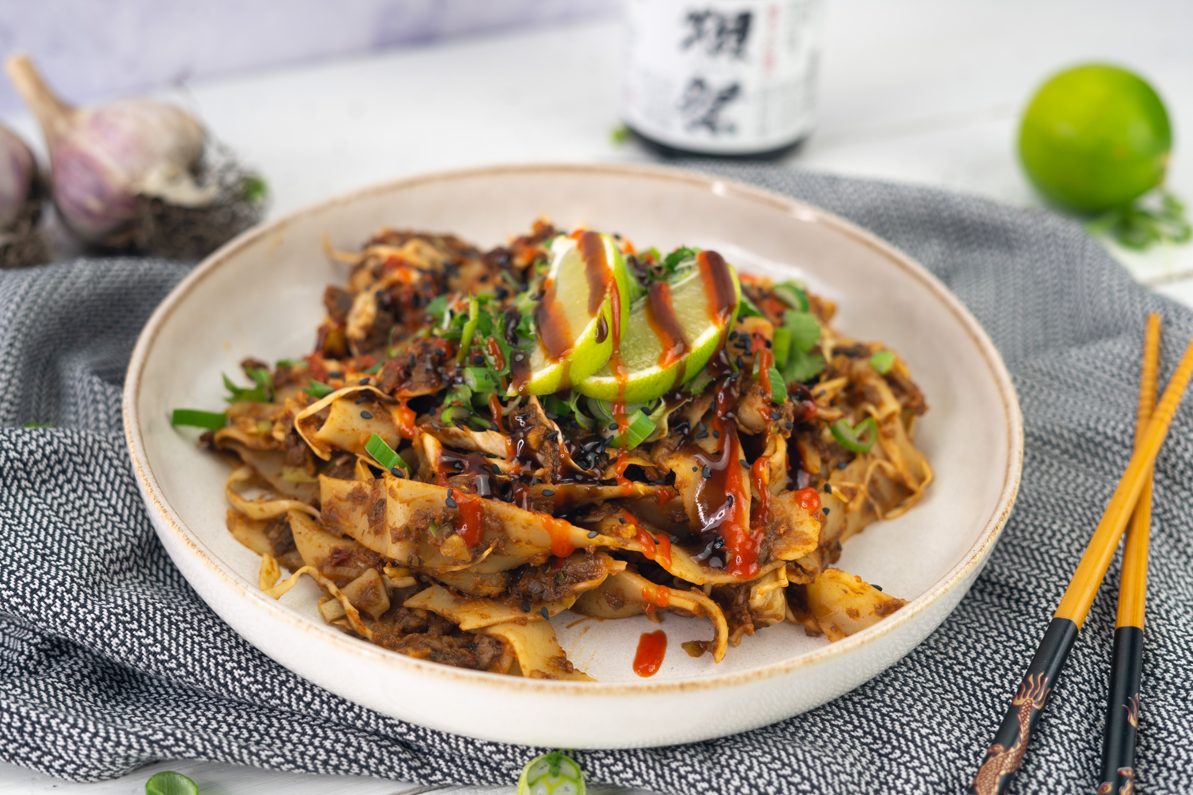 Rezept Serviervorschlag Knoblauch Ingwer Nudeln mit Weißkraut