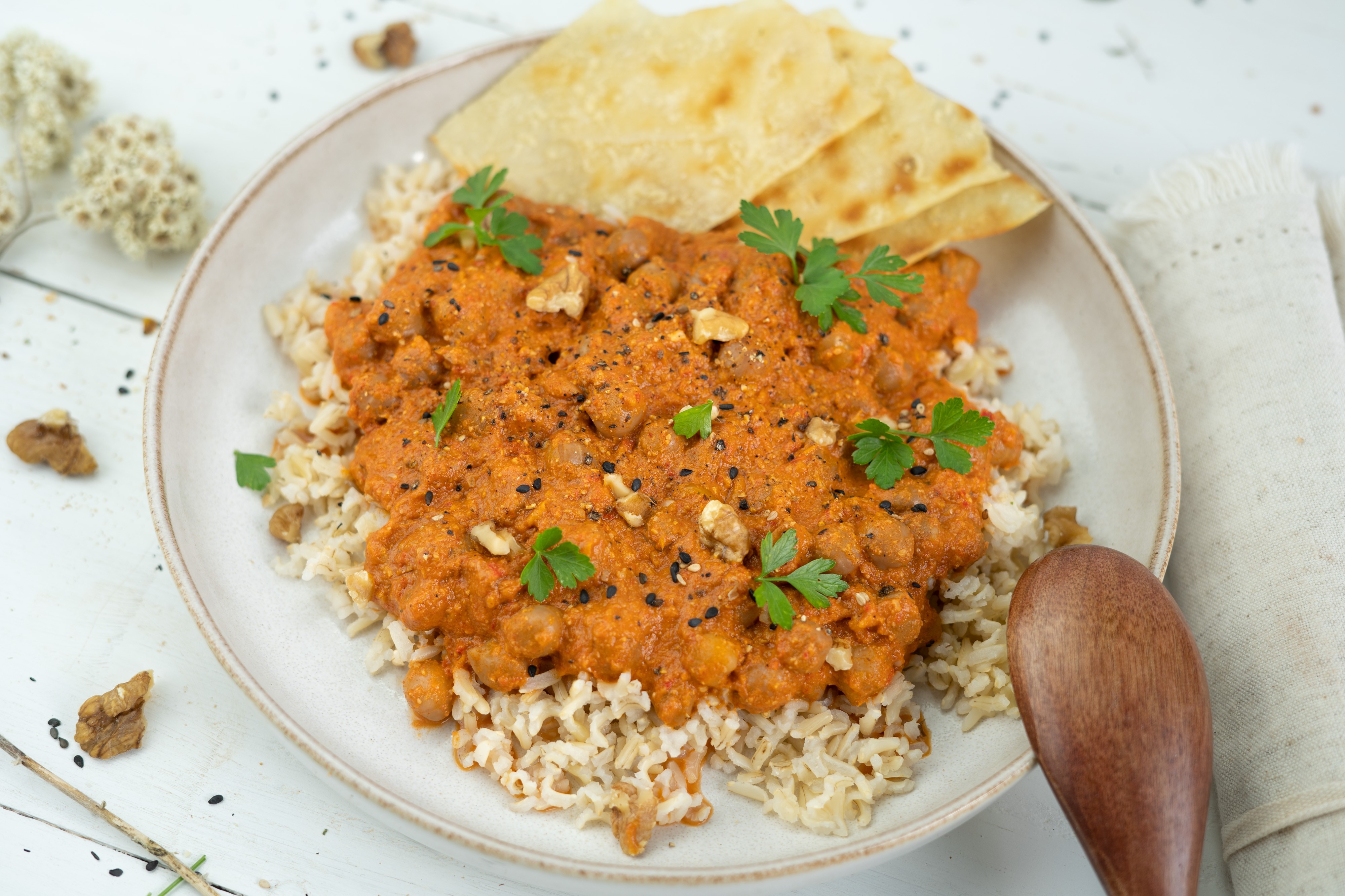 Rezept Serviervorschlag Orientalische Kichererbsen Paprika Pfanne 