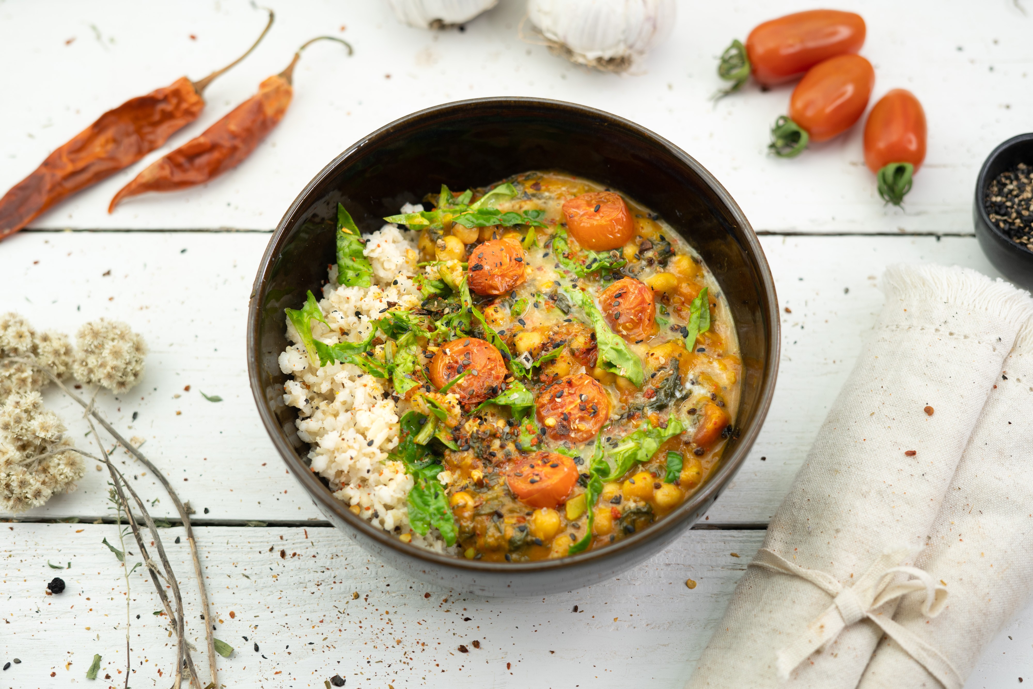 Rezept Serviervorschlag Chana Masala - Kichererbsen Spinat Curry