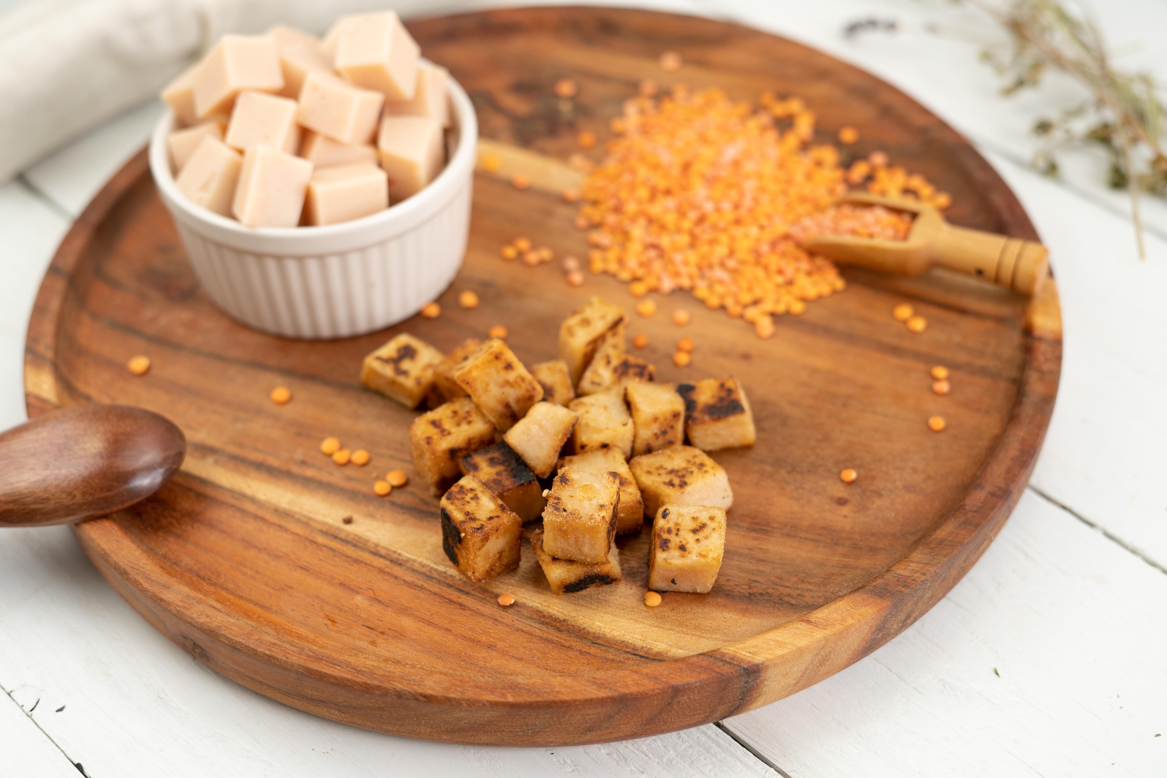 Rezept Serviervorschlag Selbstgemachter Linsen Tofu