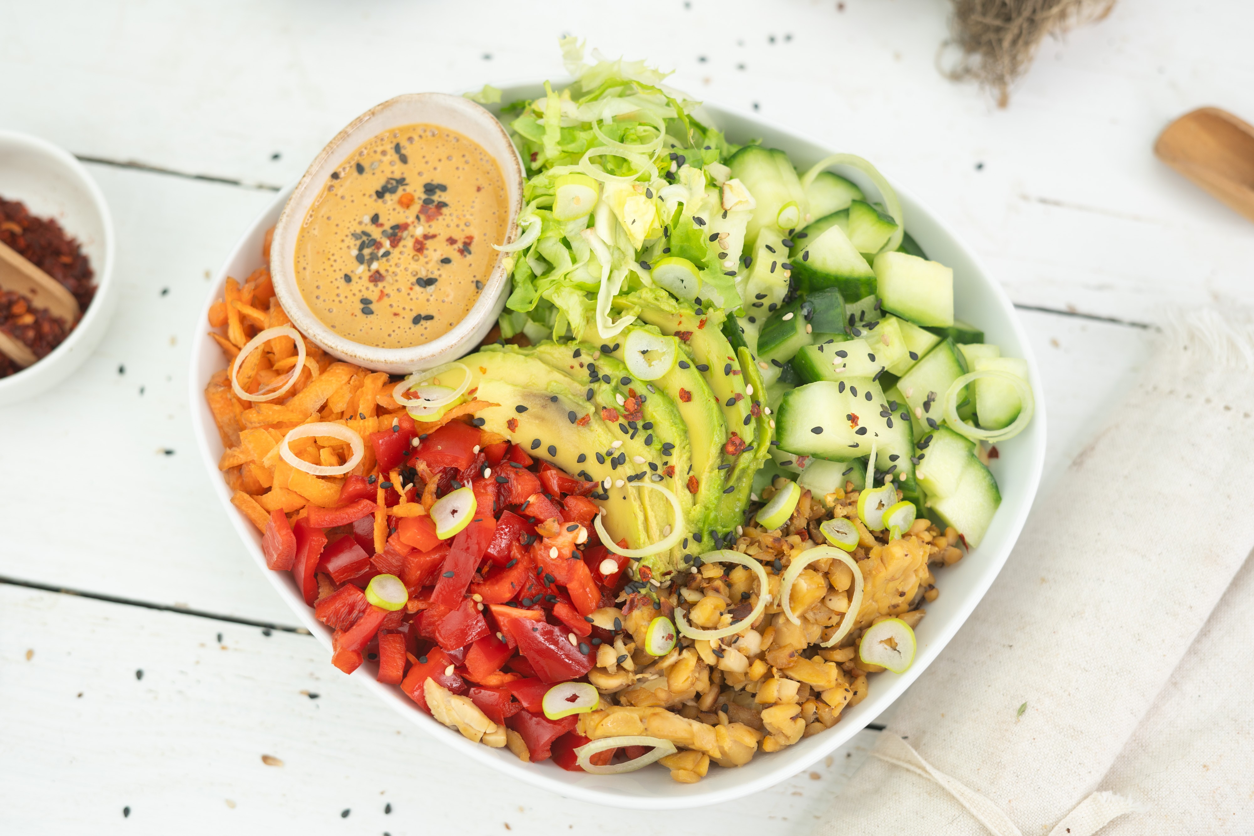 Rezept Serviervorschlag Sommerrollen Bowl