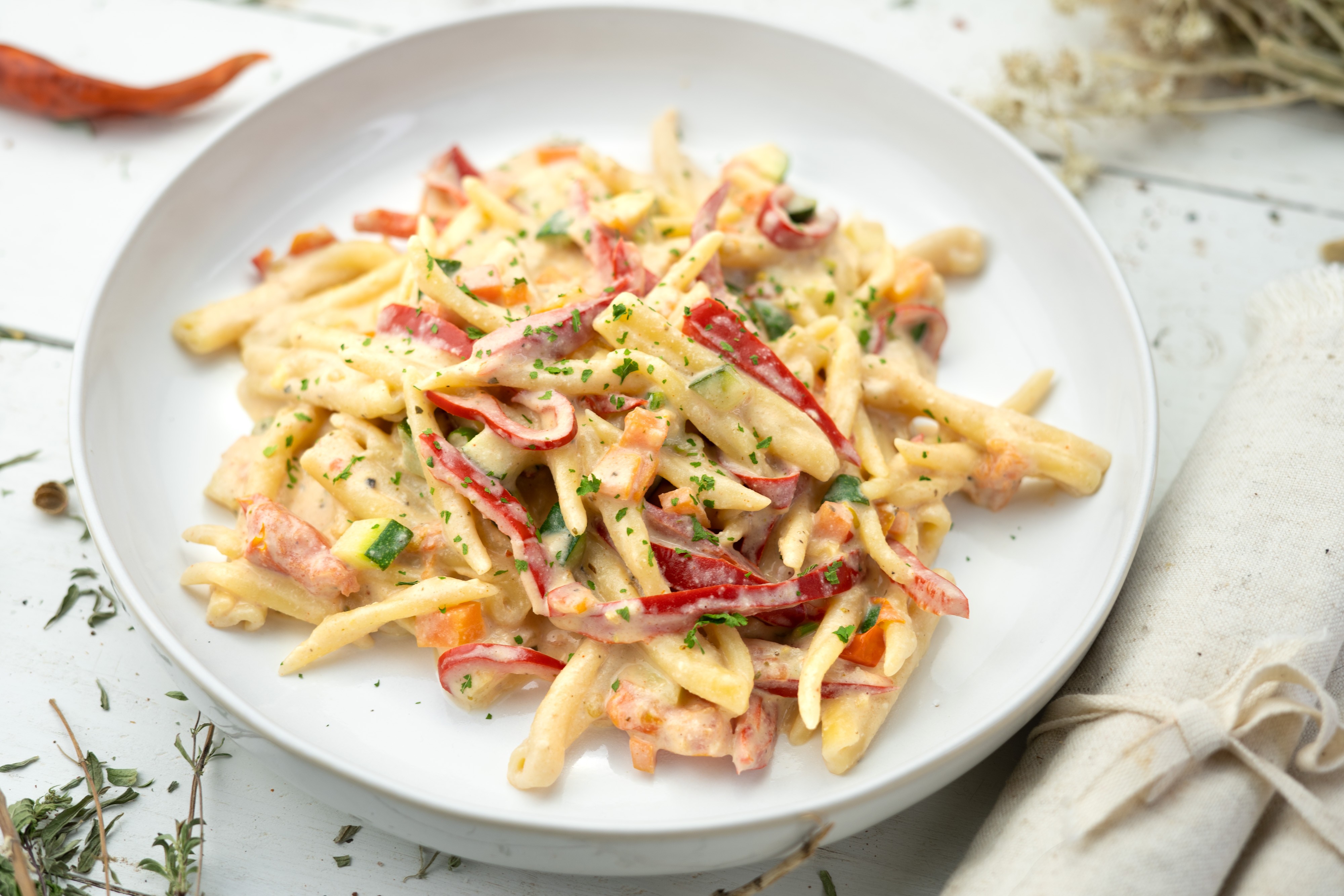 Rezept Serviervorschlag Pasta Primavera - einfache Gemüsepasta