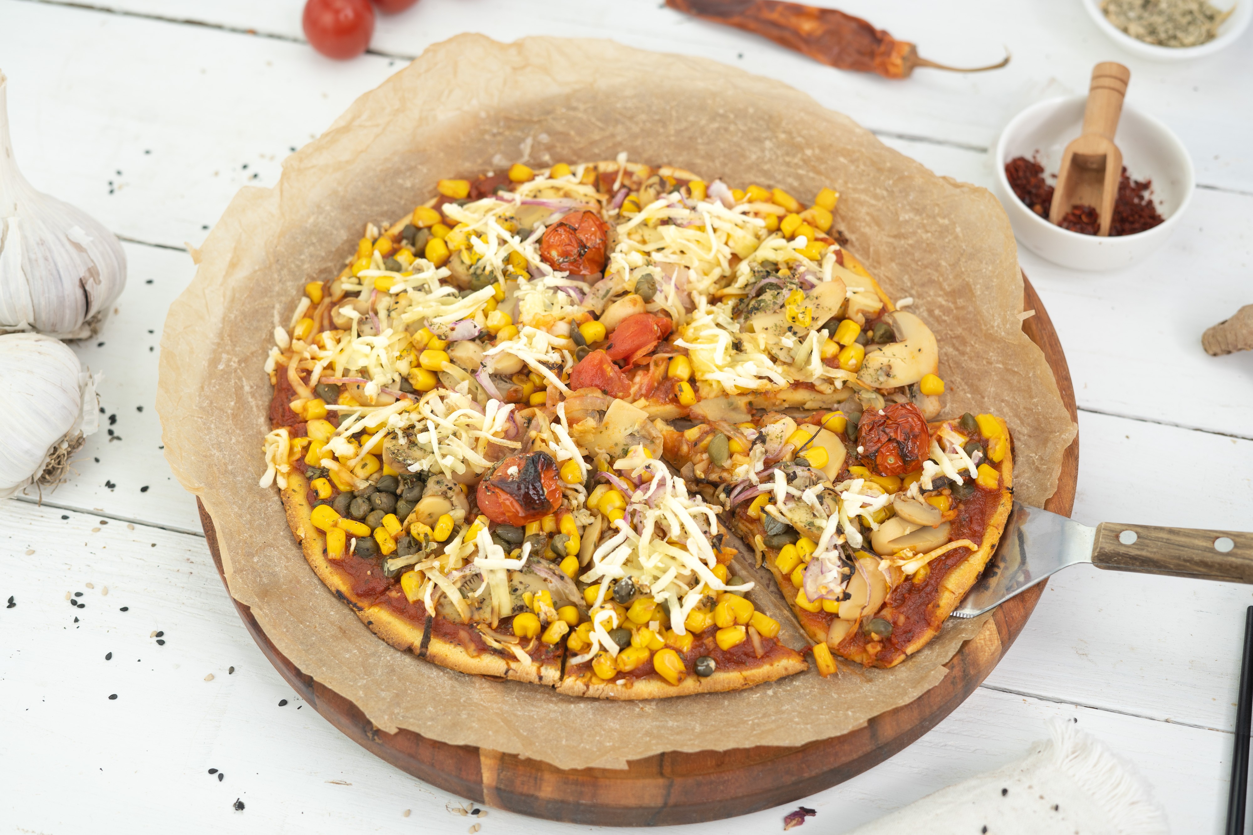 Rezept Serviervorschlag Kichererbsen Protein Pizza