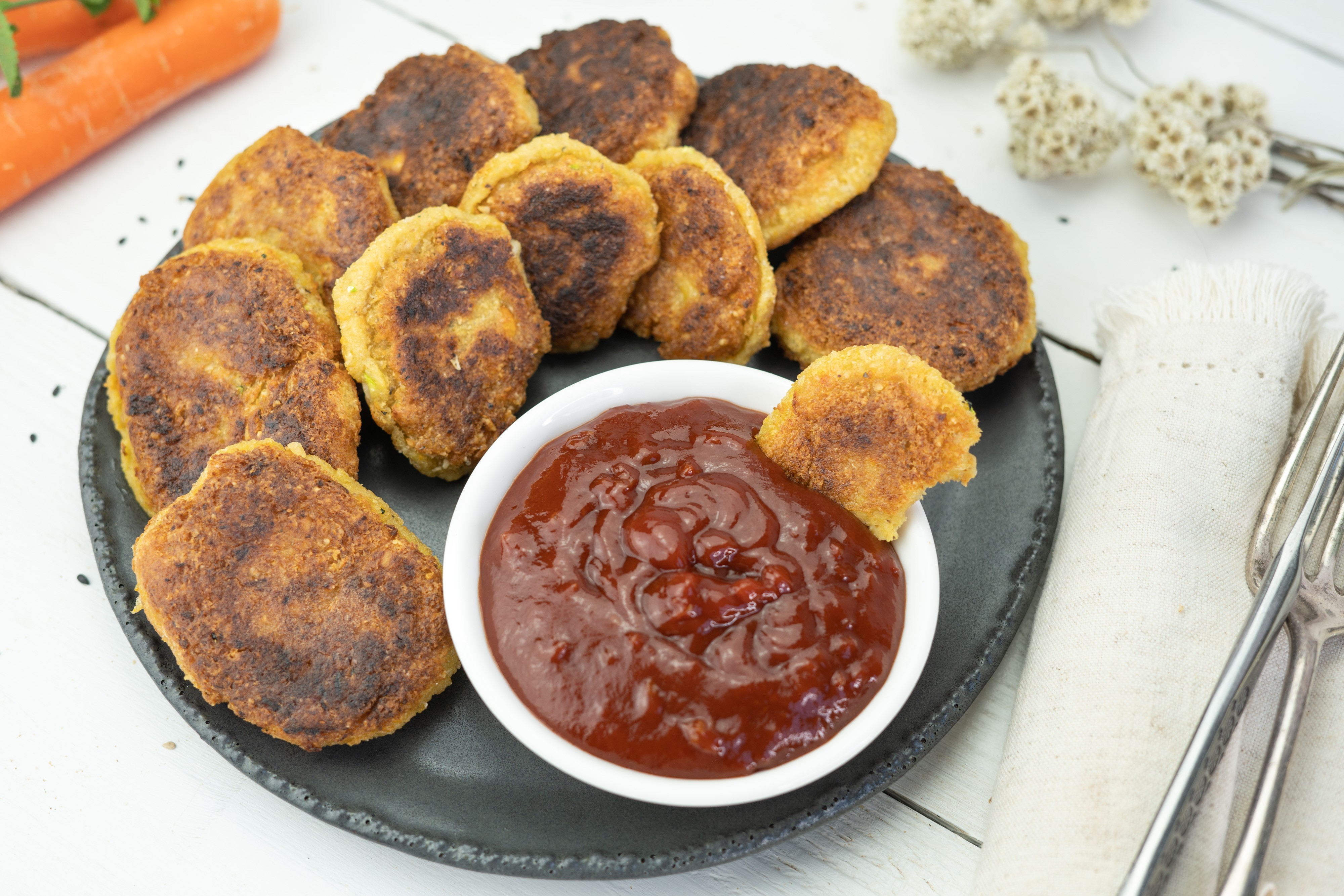 Rezept Serviervorschlag Gemüse Kichererbsen Nuggets