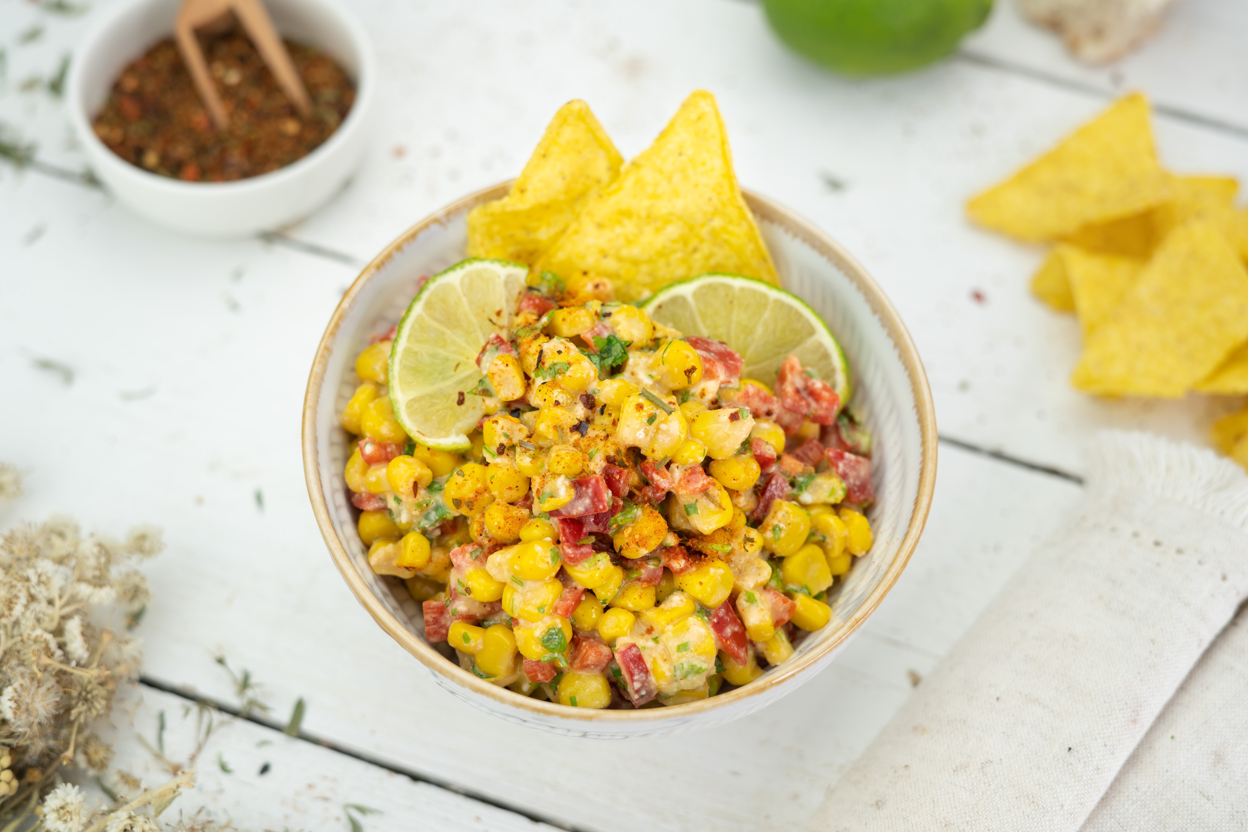 Rezept Serviervorschlag Cremig mexikanischer Maissalat mit Paprika