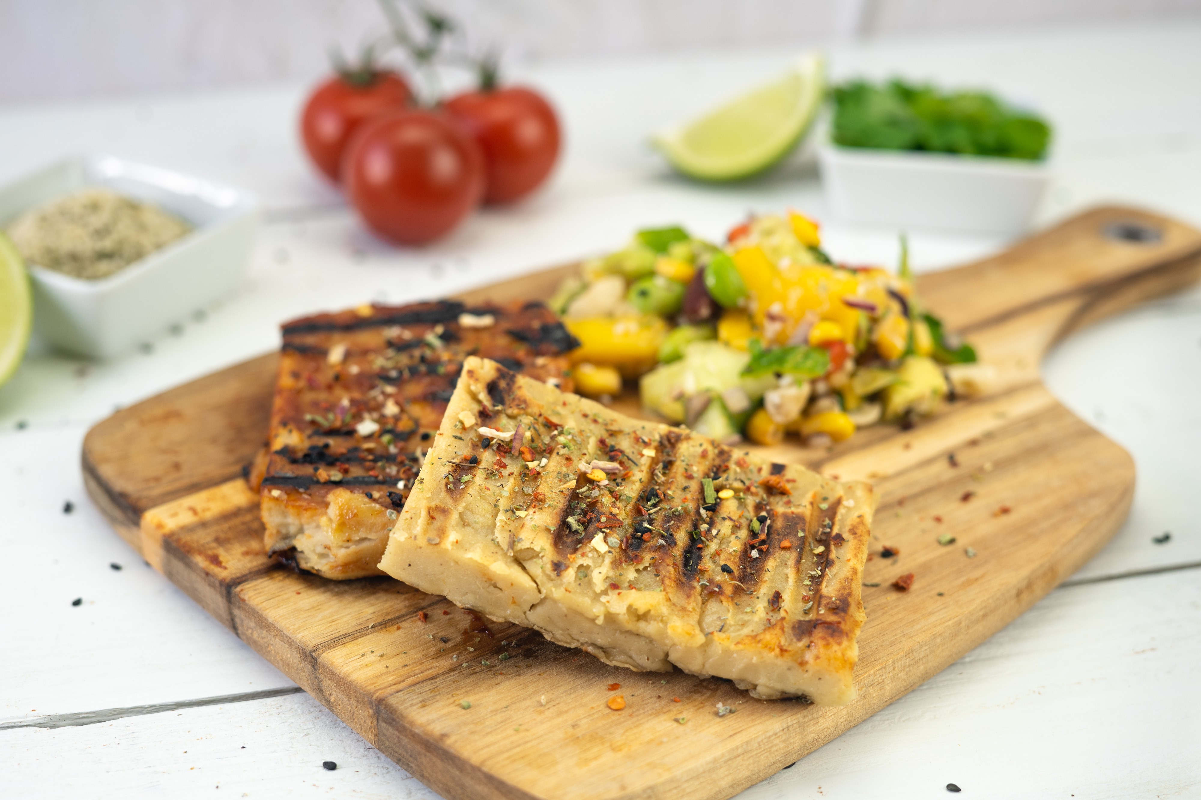 Rezept Serviervorschlag Veganer Grillkäse