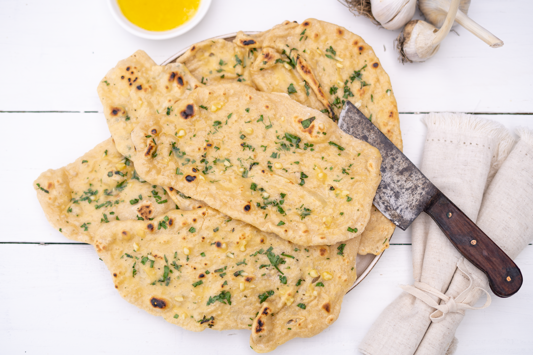 Rezept Serviervorschlag Indisches Naan Brot aus der Pfanne