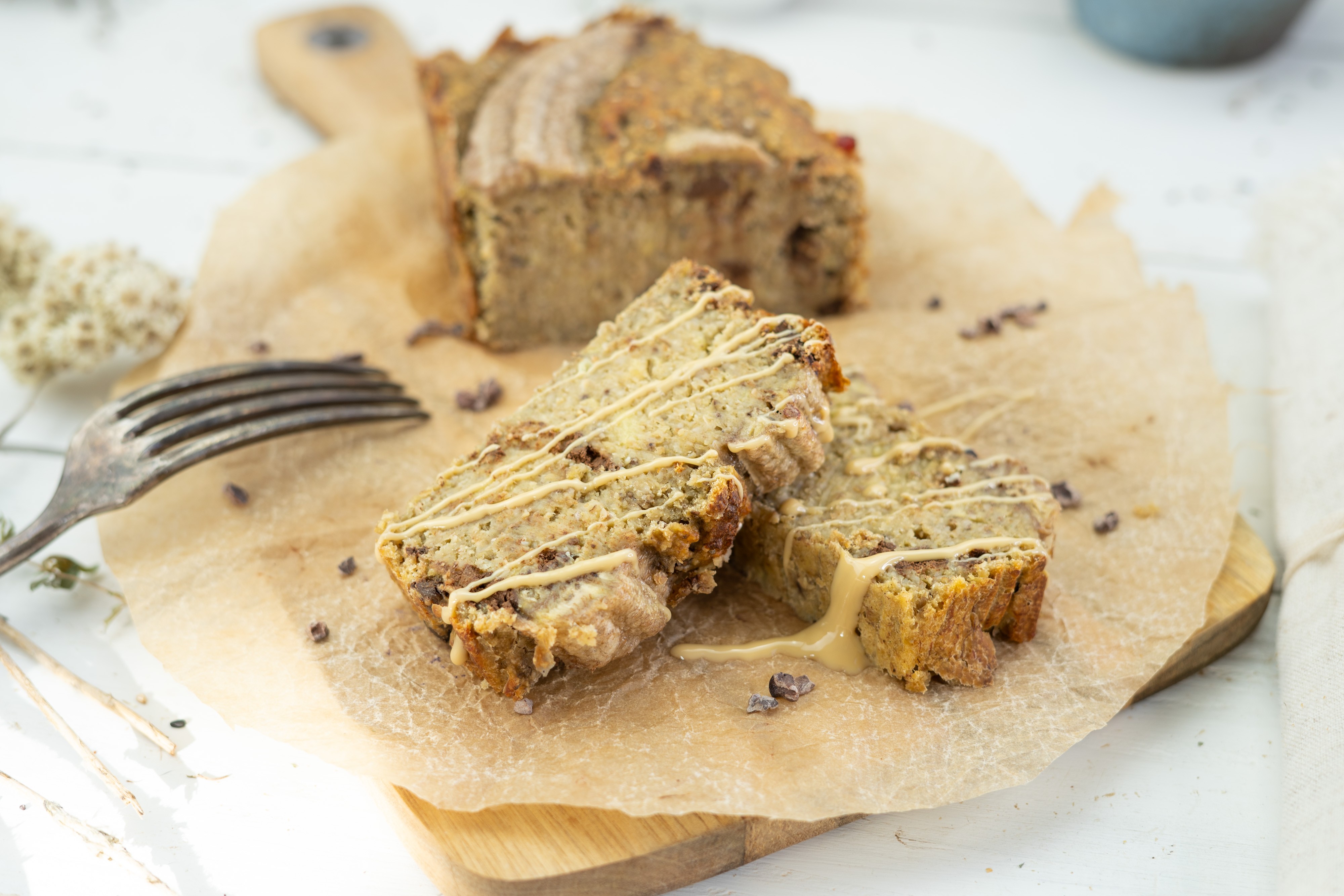 Rezept Serviervorschlag Bananen Pistazien Brot