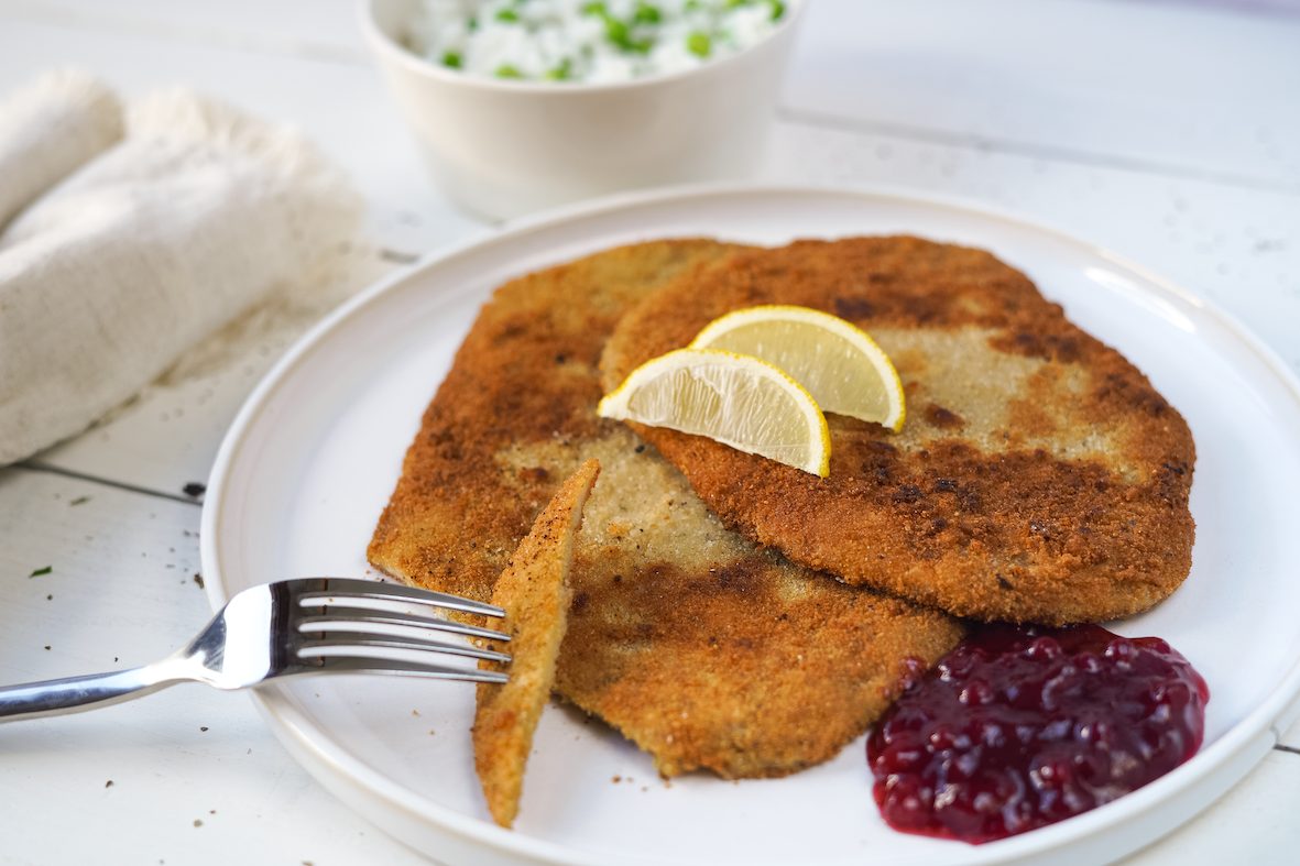 Rezept Serviervorschlag Veganes Schnitzel nach Wiener Art