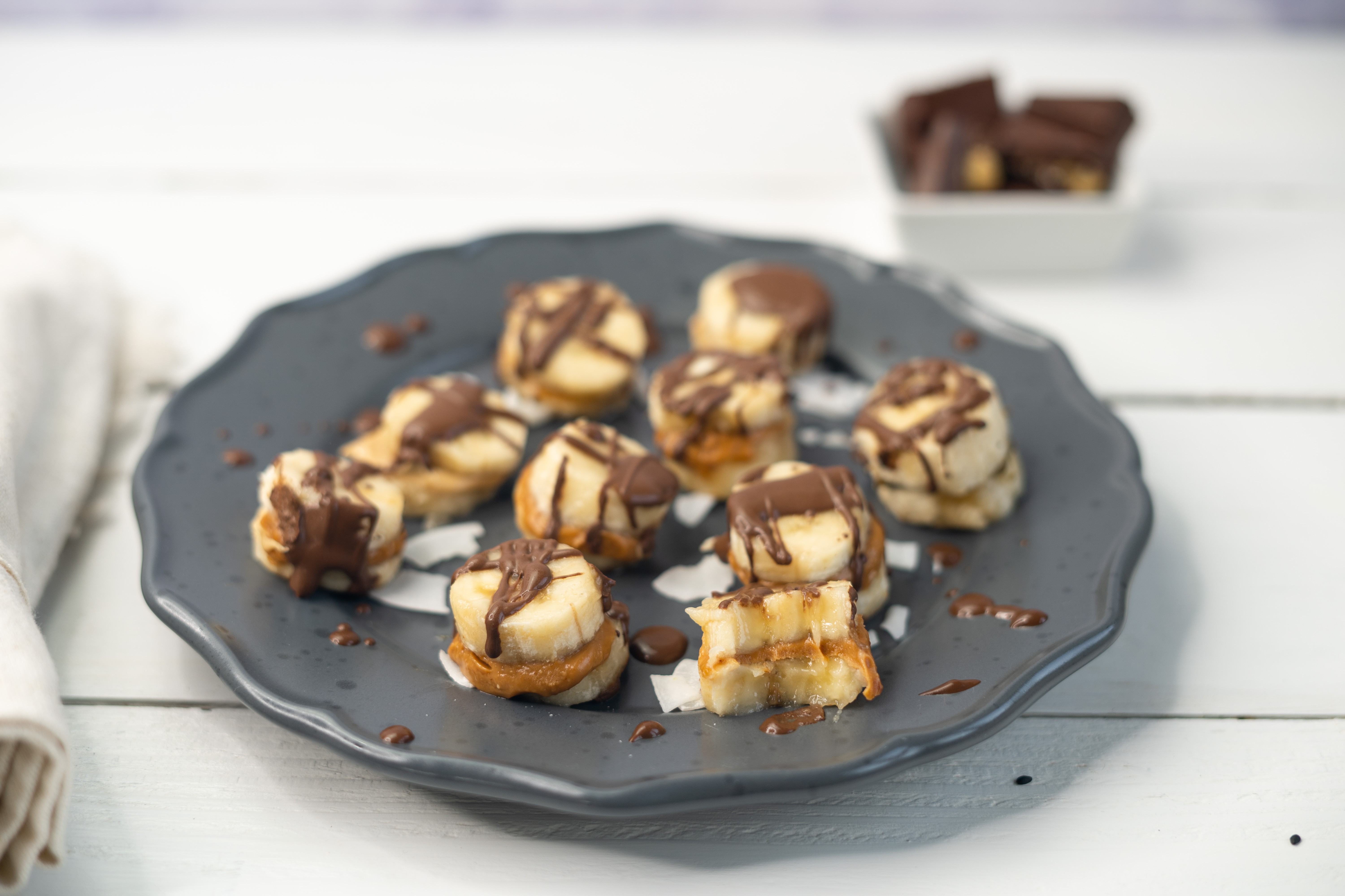 Rezept Serviervorschlag Gefrorene Schoko Bananen Bites