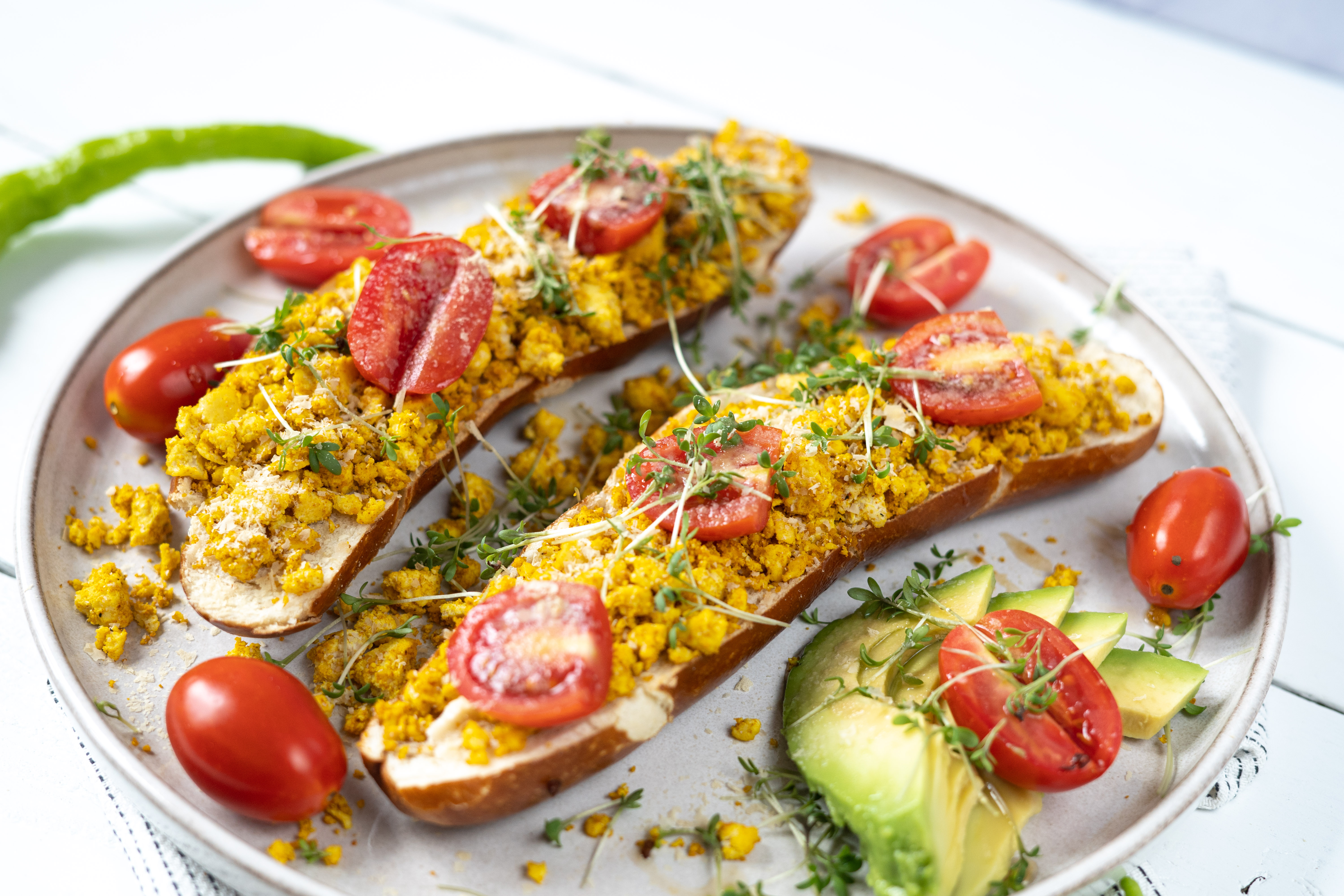 Rezept Serviervorschlag Tofu Rührei mit Gemüse