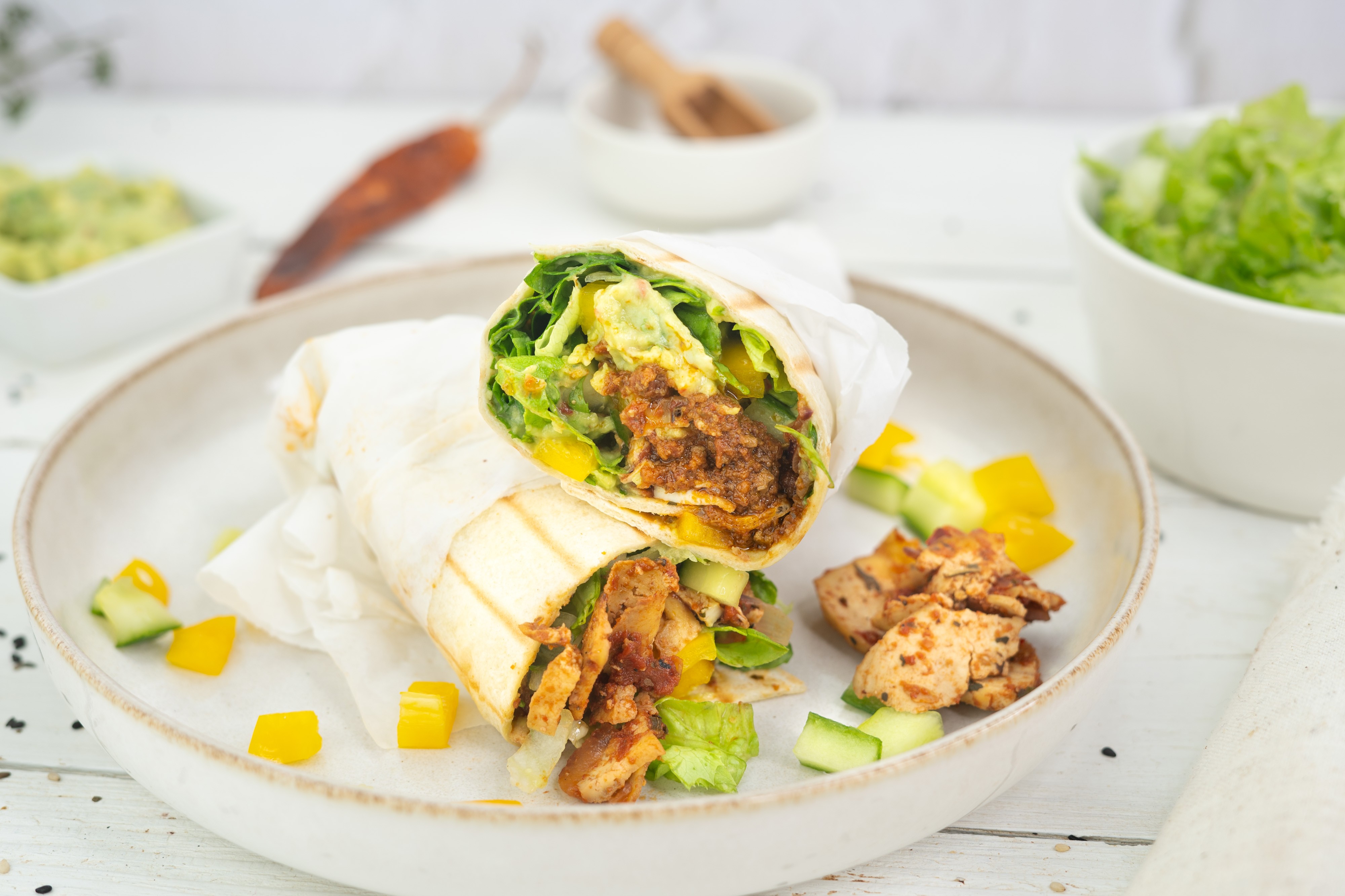 Rezept Serviervorschlag Würzige Tofu Wraps