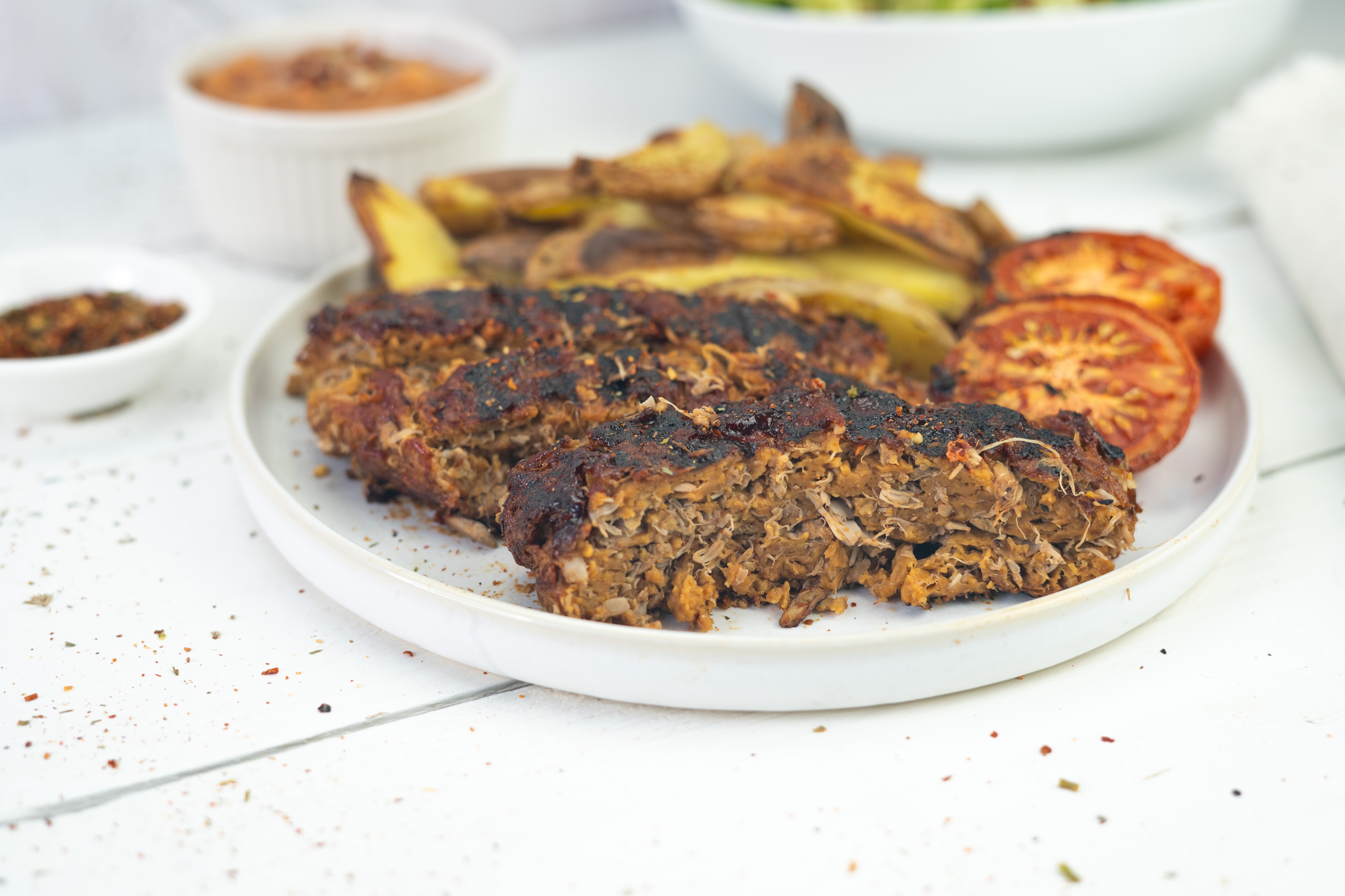 Rezept Serviervorschlag Gegrillte Seitan BBQ Streifen