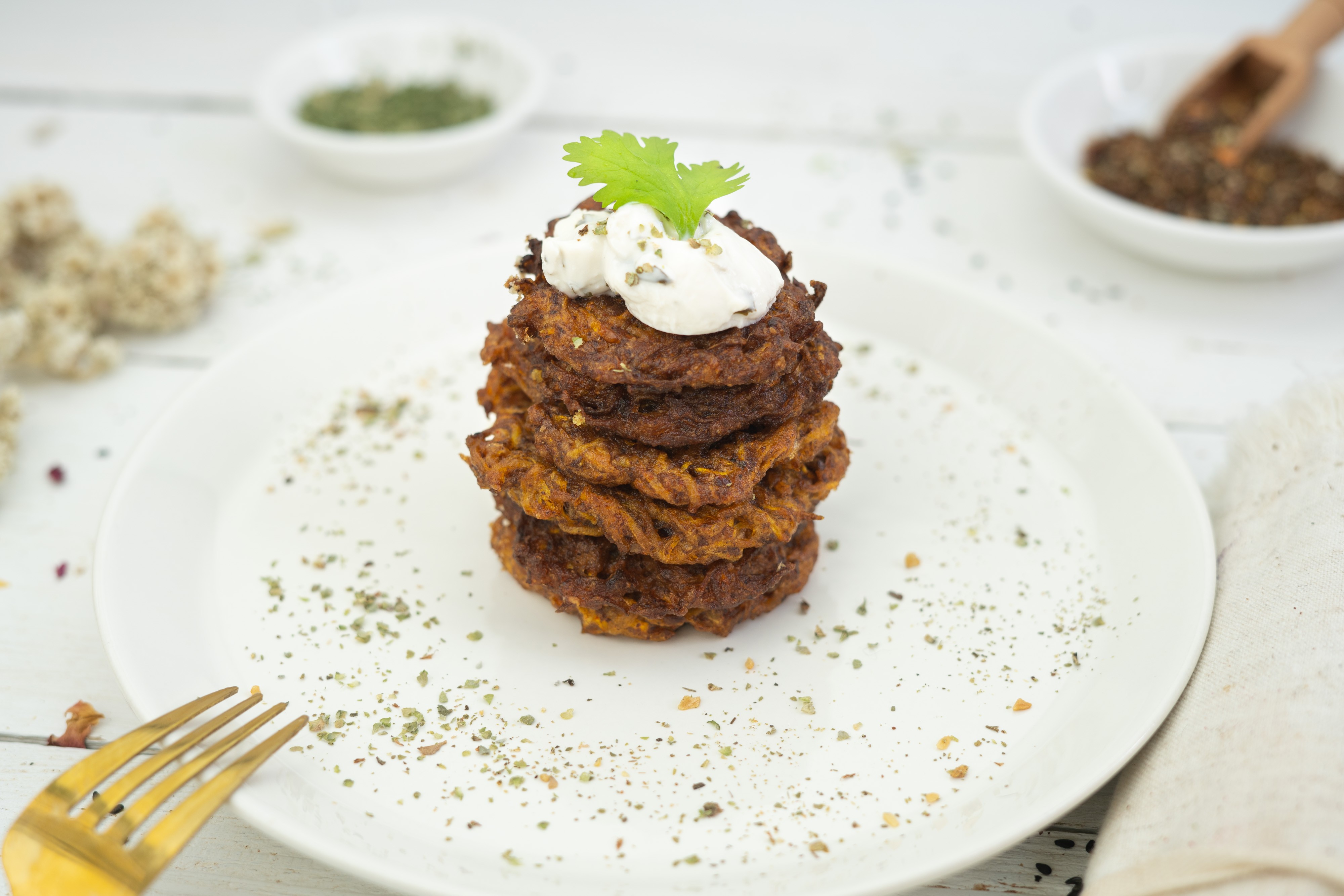 Rezept Serviervorschlag Glutenfreie Zucchini Puffer