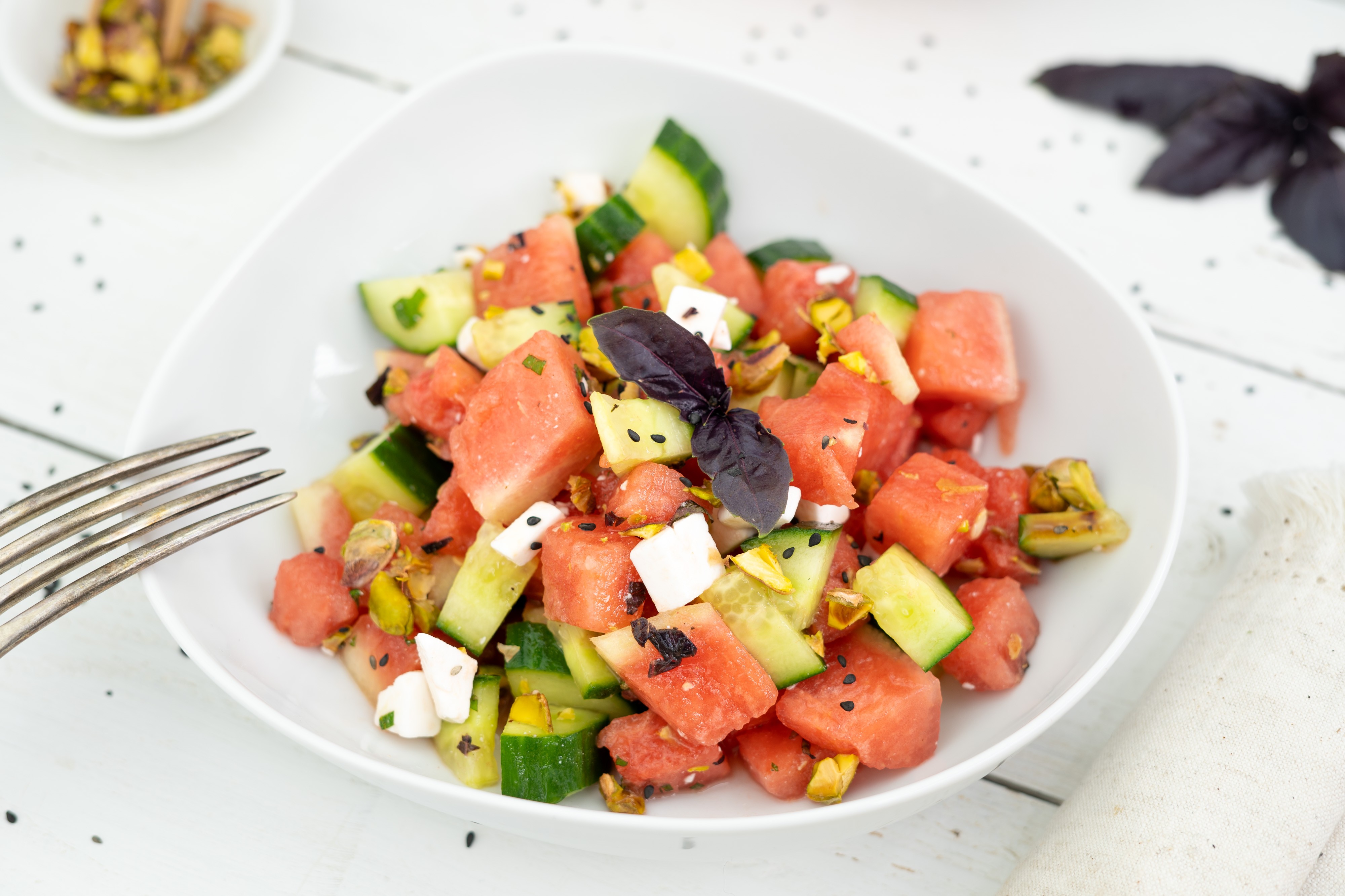 Rezept Serviervorschlag Fruchtiger Wassermelonen Salat