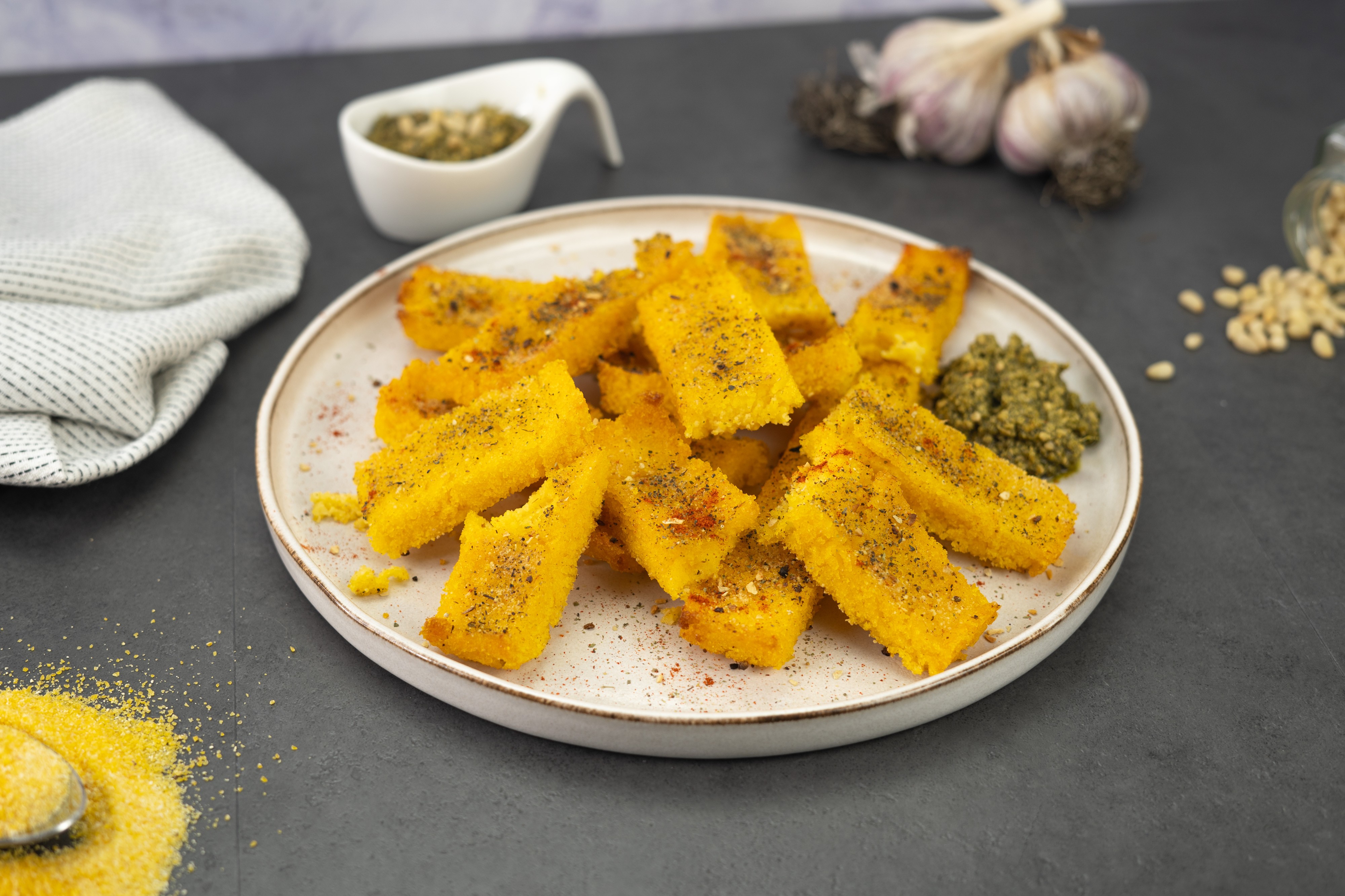Rezept Serviervorschlag Parmesan Polenta Schnitten