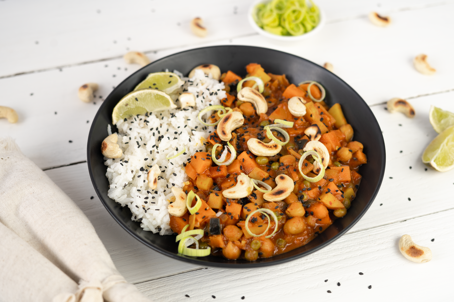 Rezept Serviervorschlag Süßkartoffel Kichererbsen Curry