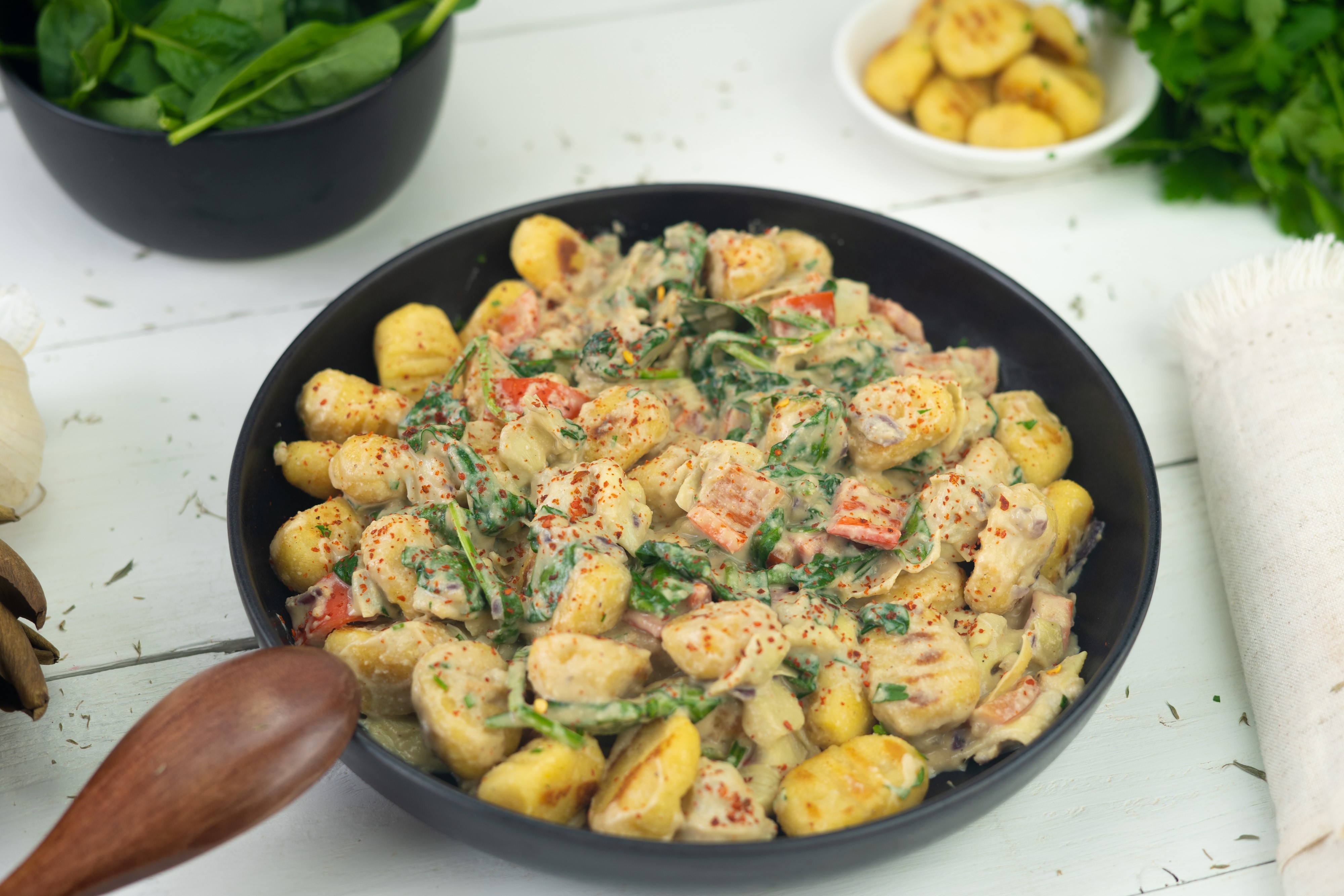 Rezept Serviervorschlag Cremige Spinat Artischocken Gnocchi