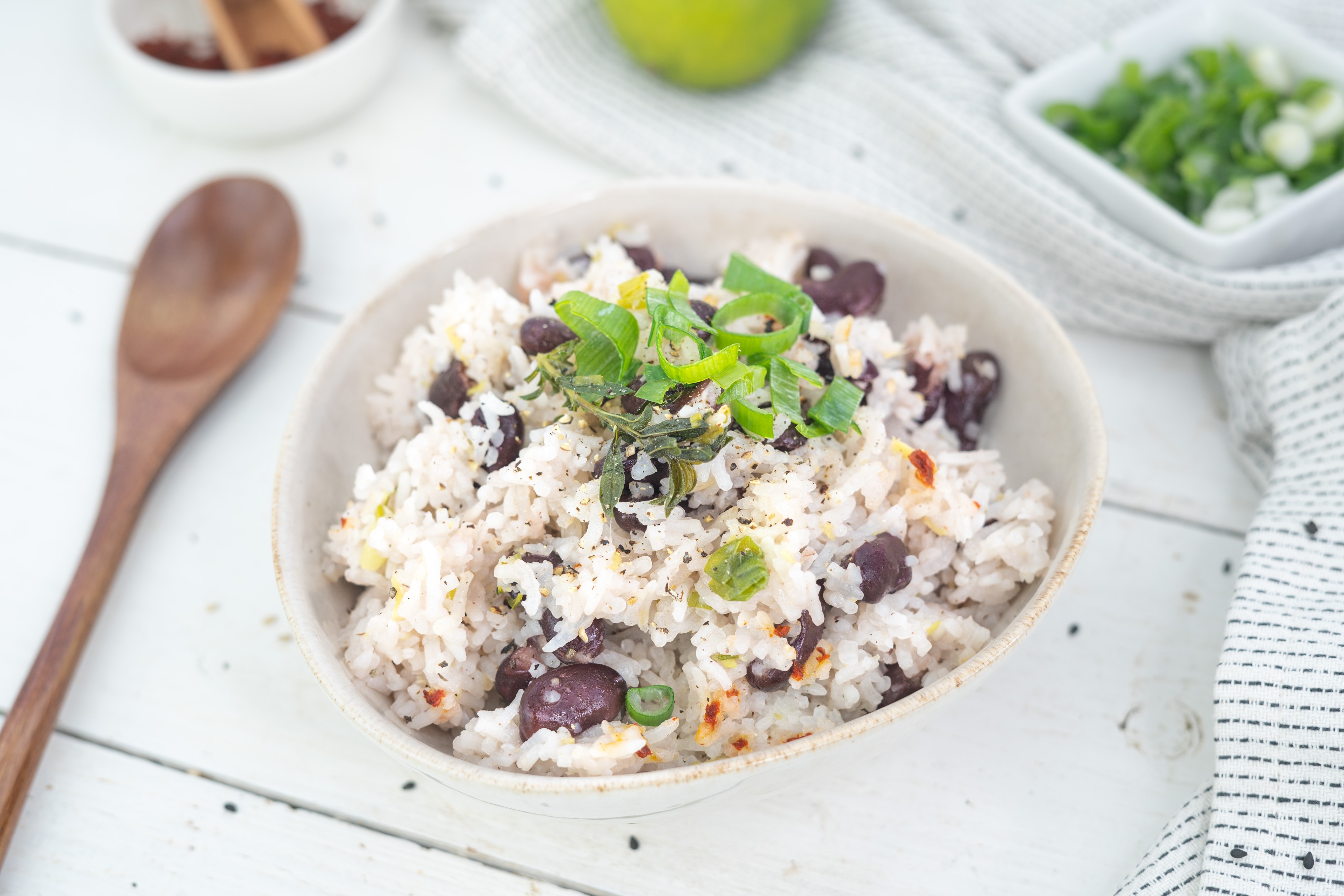 Rezept Serviervorschlag Jamaikanischer Reis mit Bohnen