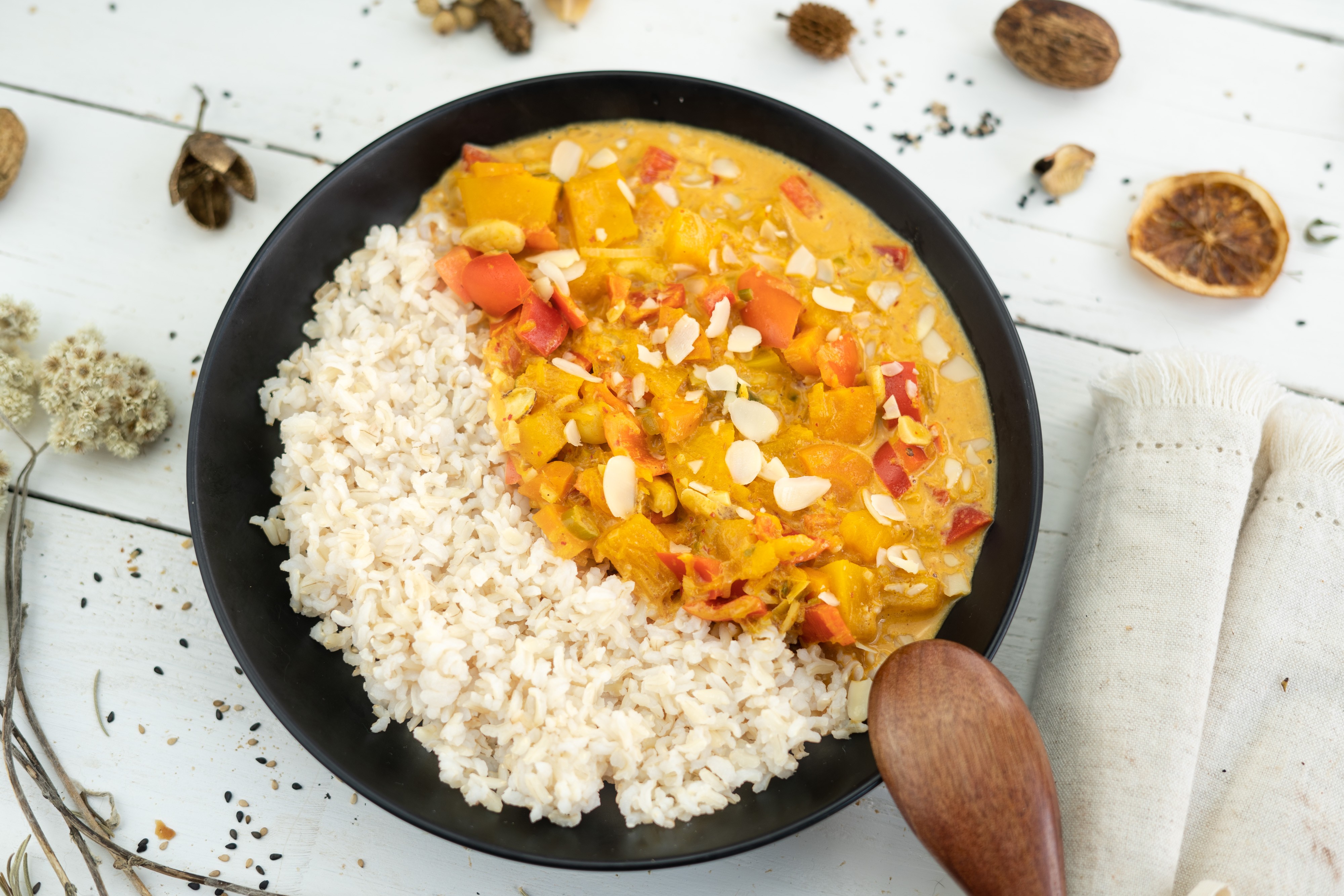 Rezept Serviervorschlag Kürbis Karotten Curry
