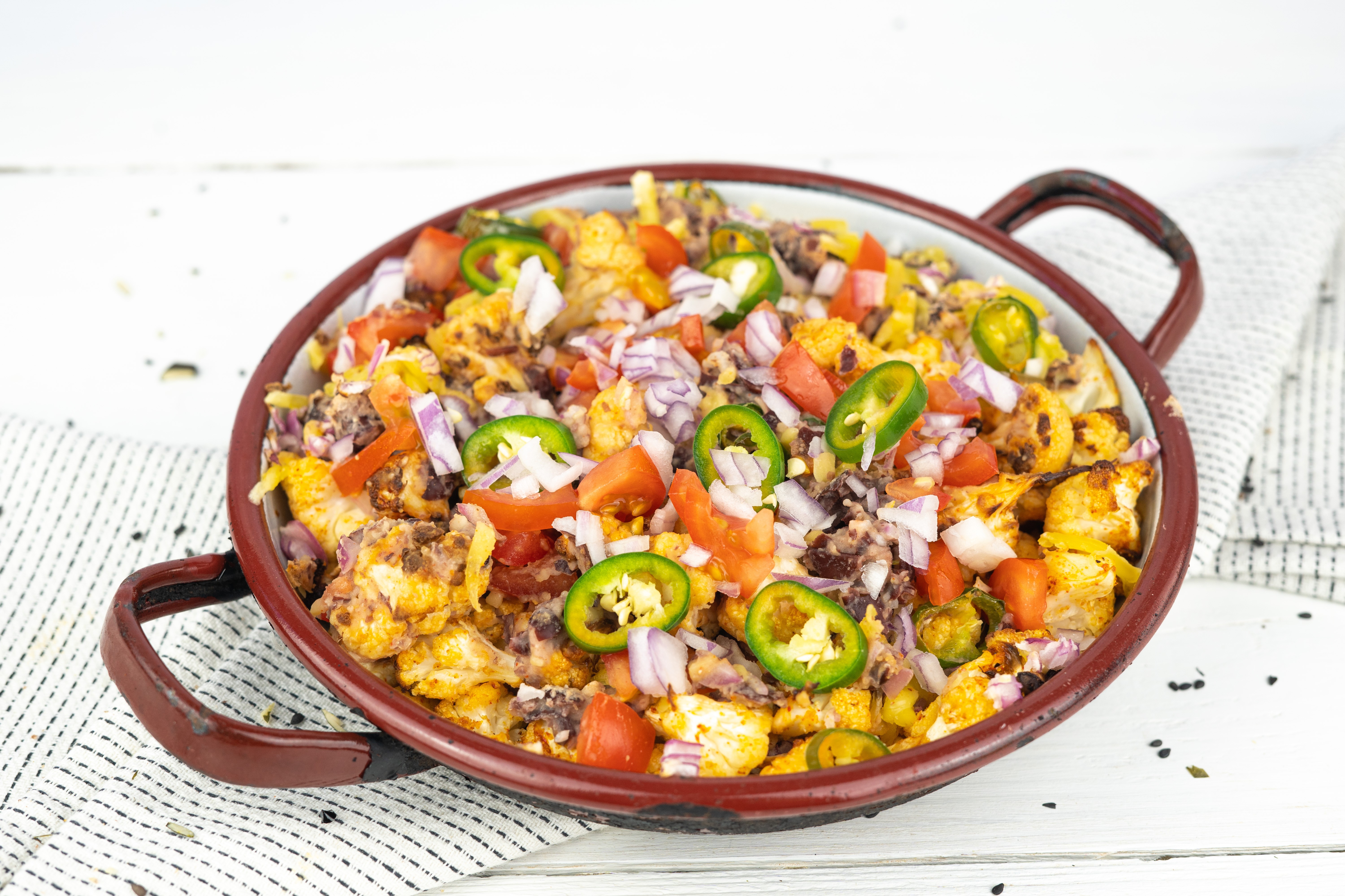 Rezept Serviervorschlag Überbackene Blumenkohl Nachos 
