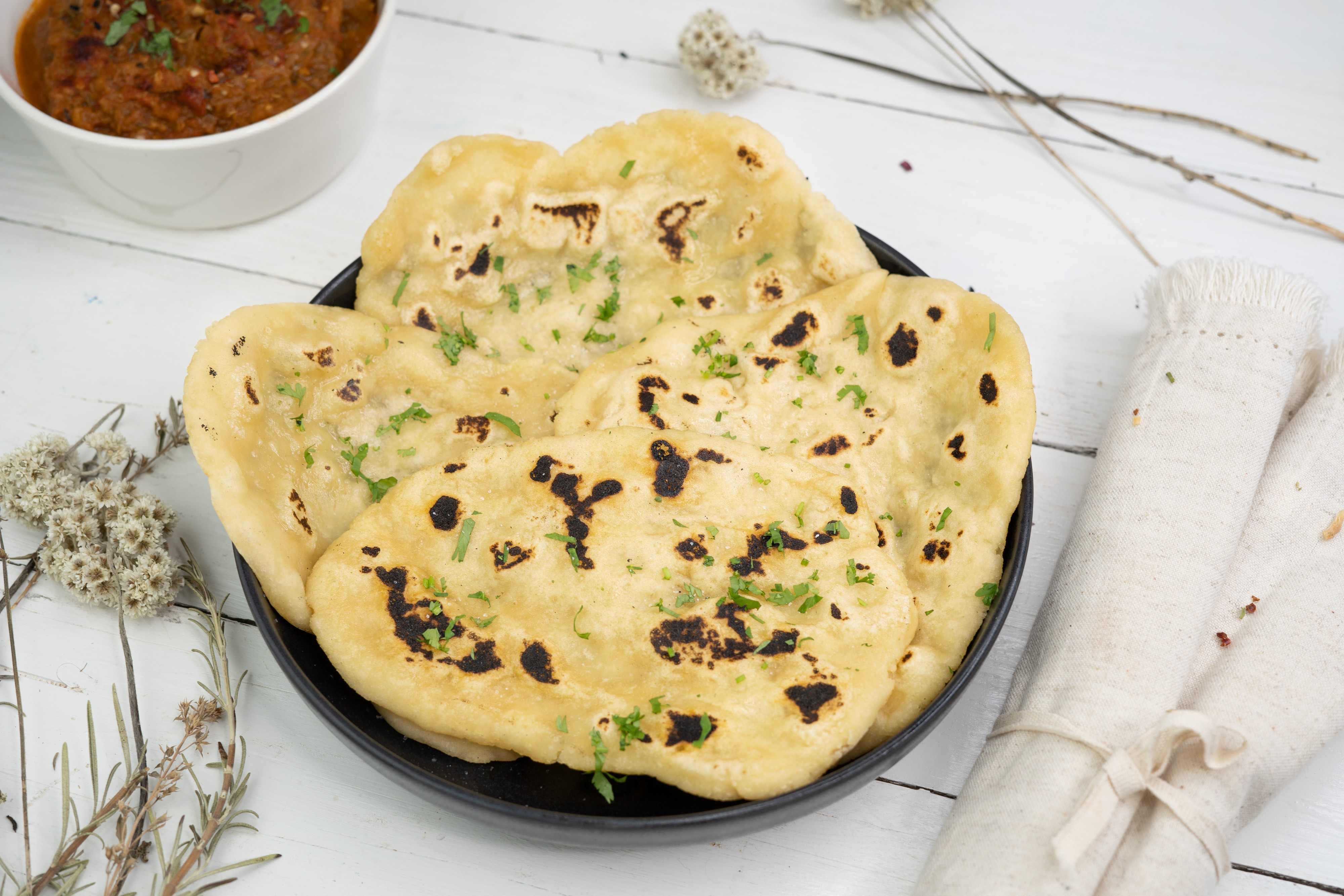 Rezept Serviervorschlag Einfaches glutenfreies Naan Brot