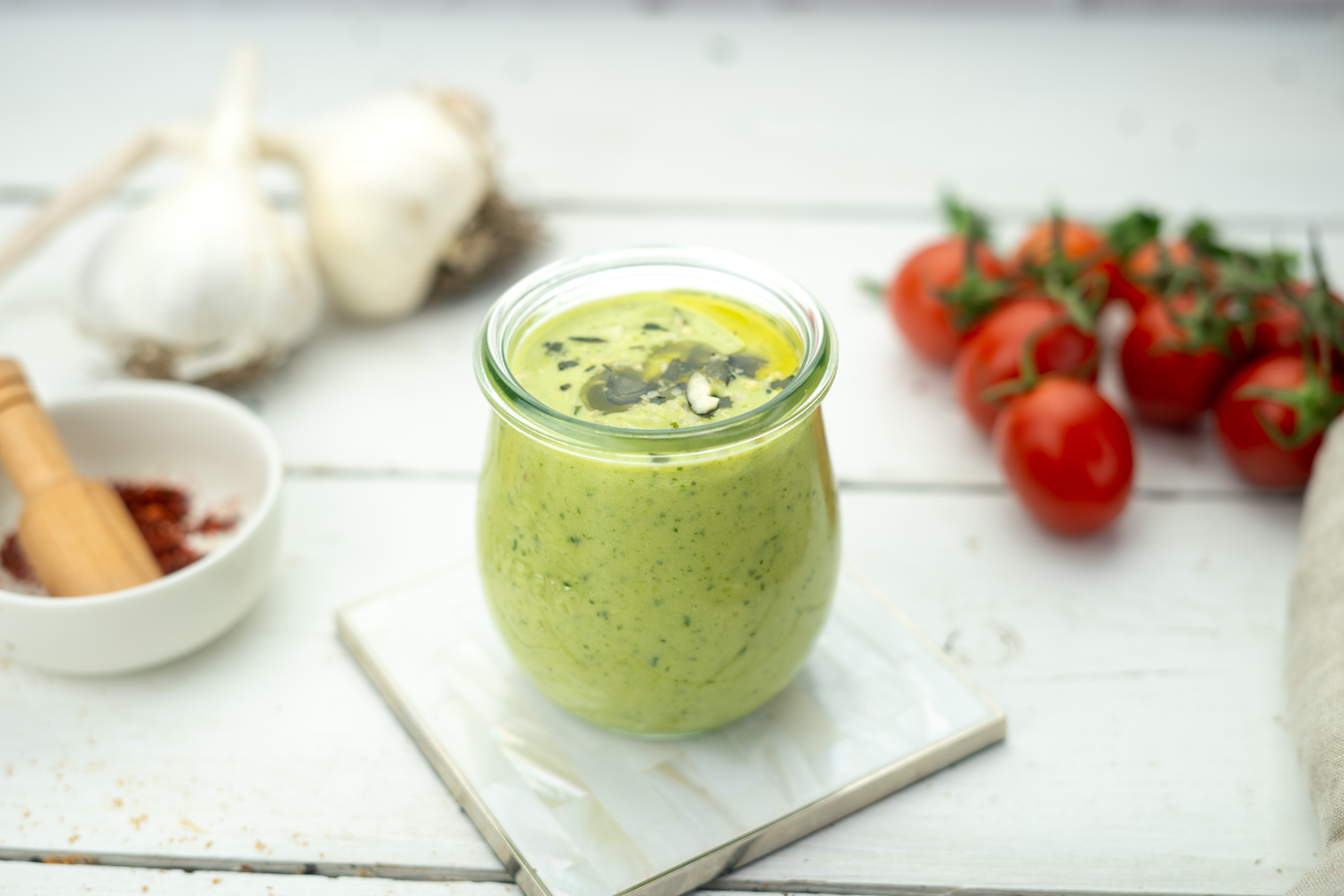 Rezept Serviervorschlag Avocado Koriander Dressing