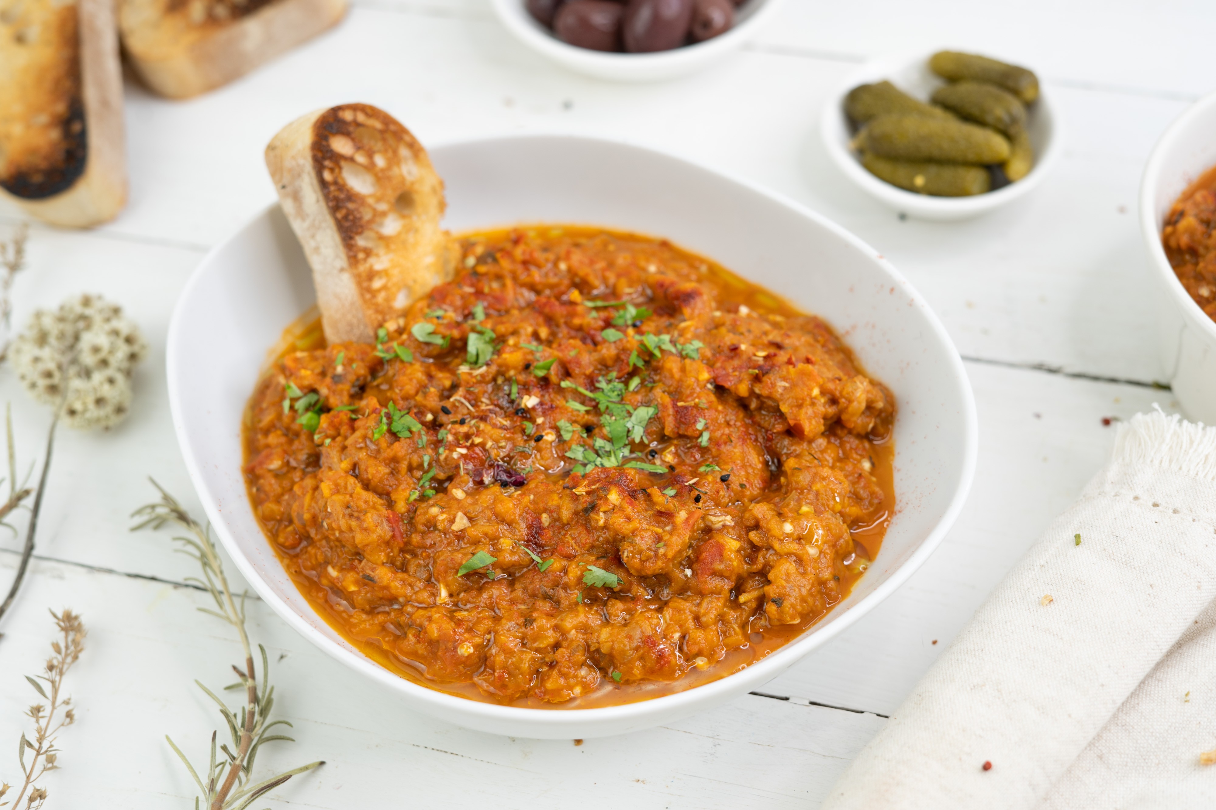 Rezept Serviervorschlag Zaalouk - marokkanischer Auberginensalat